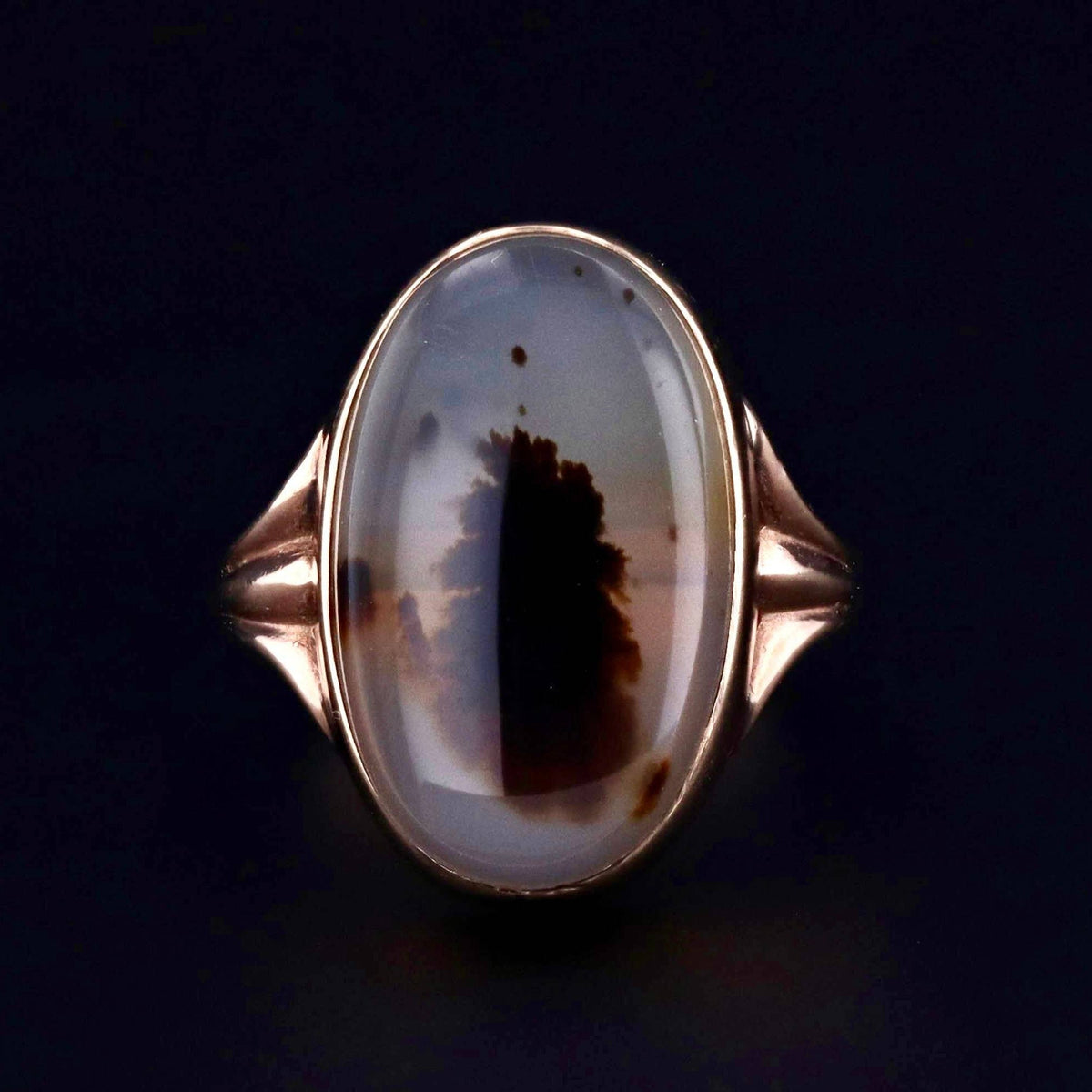 Agate Ring | 10k Gold Agate Ring - Trademark Antiques