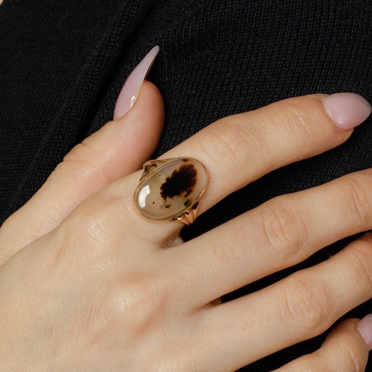 Agate Ring | 10k Gold Agate Ring - Trademark Antiques
