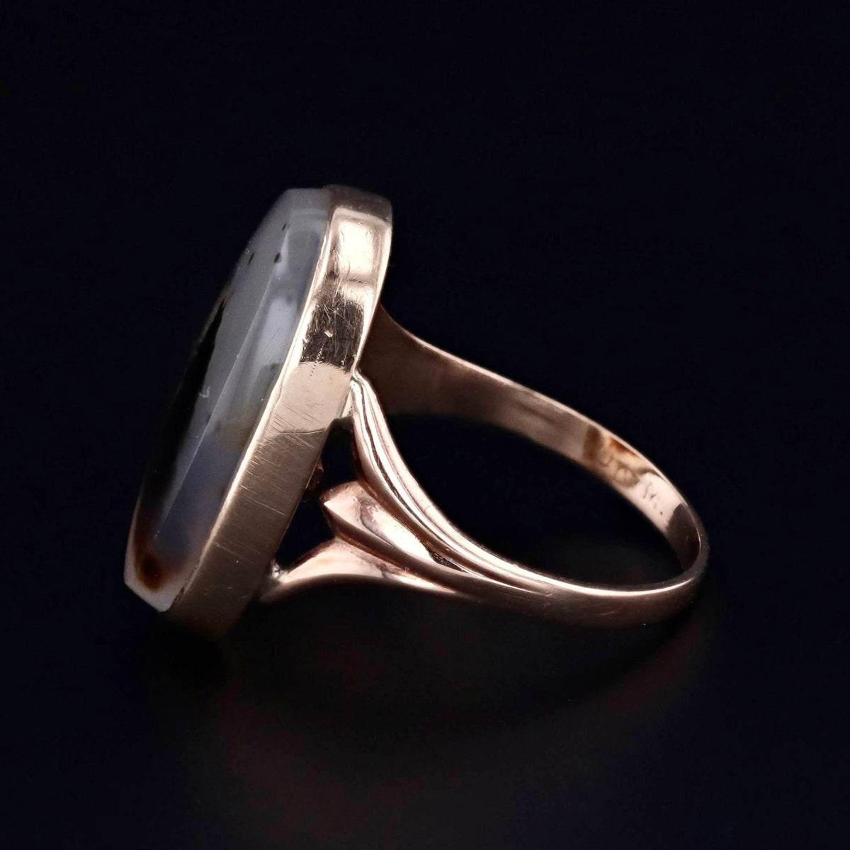 Agate Ring | 10k Gold Agate Ring - Trademark Antiques