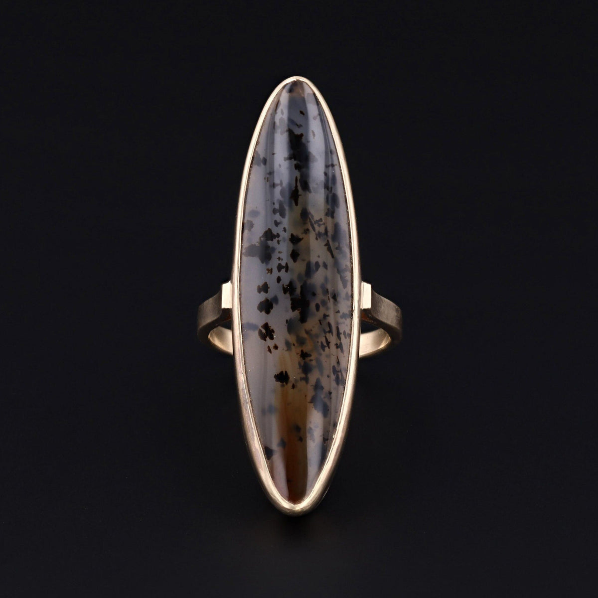 Agate Ring | 14k Gold Agate Ring - Trademark Antiques