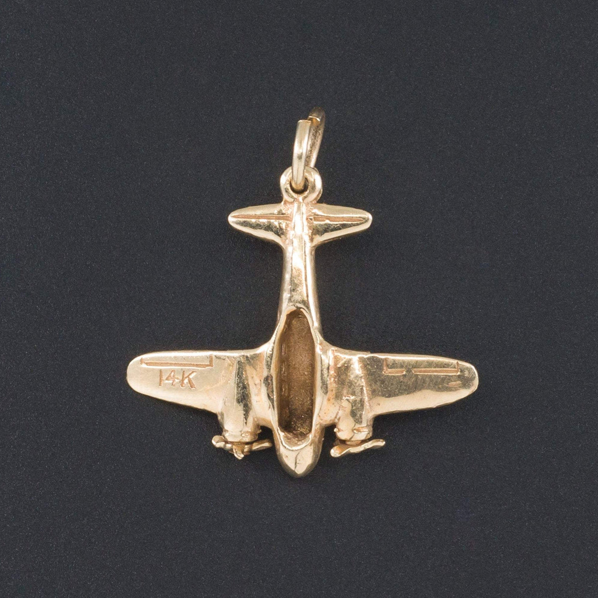 Airplane Charm | 14k Gold Airplane - Trademark Antiques