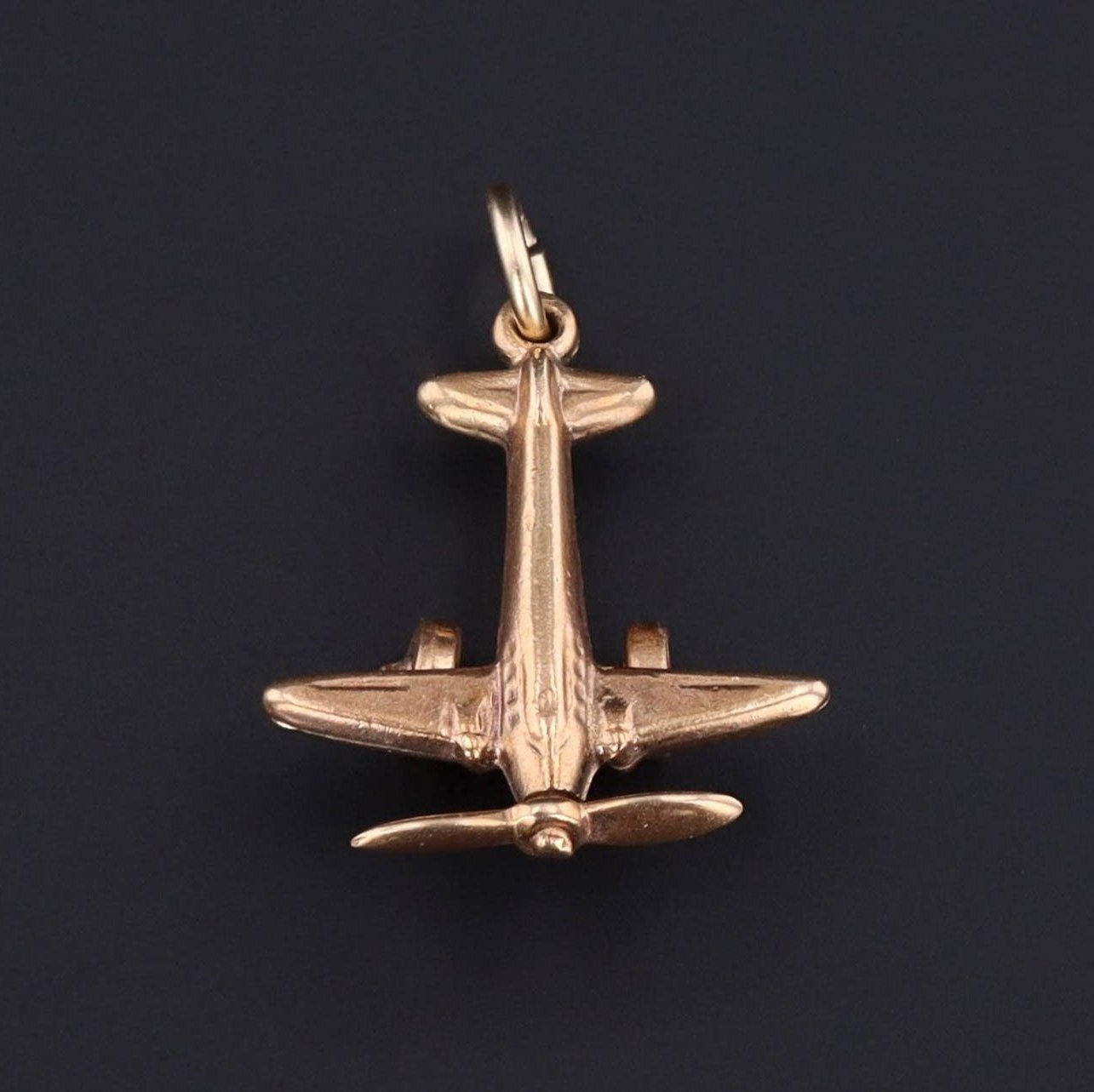 Airplane Charm | 14k Gold Airplane - Trademark Antiques