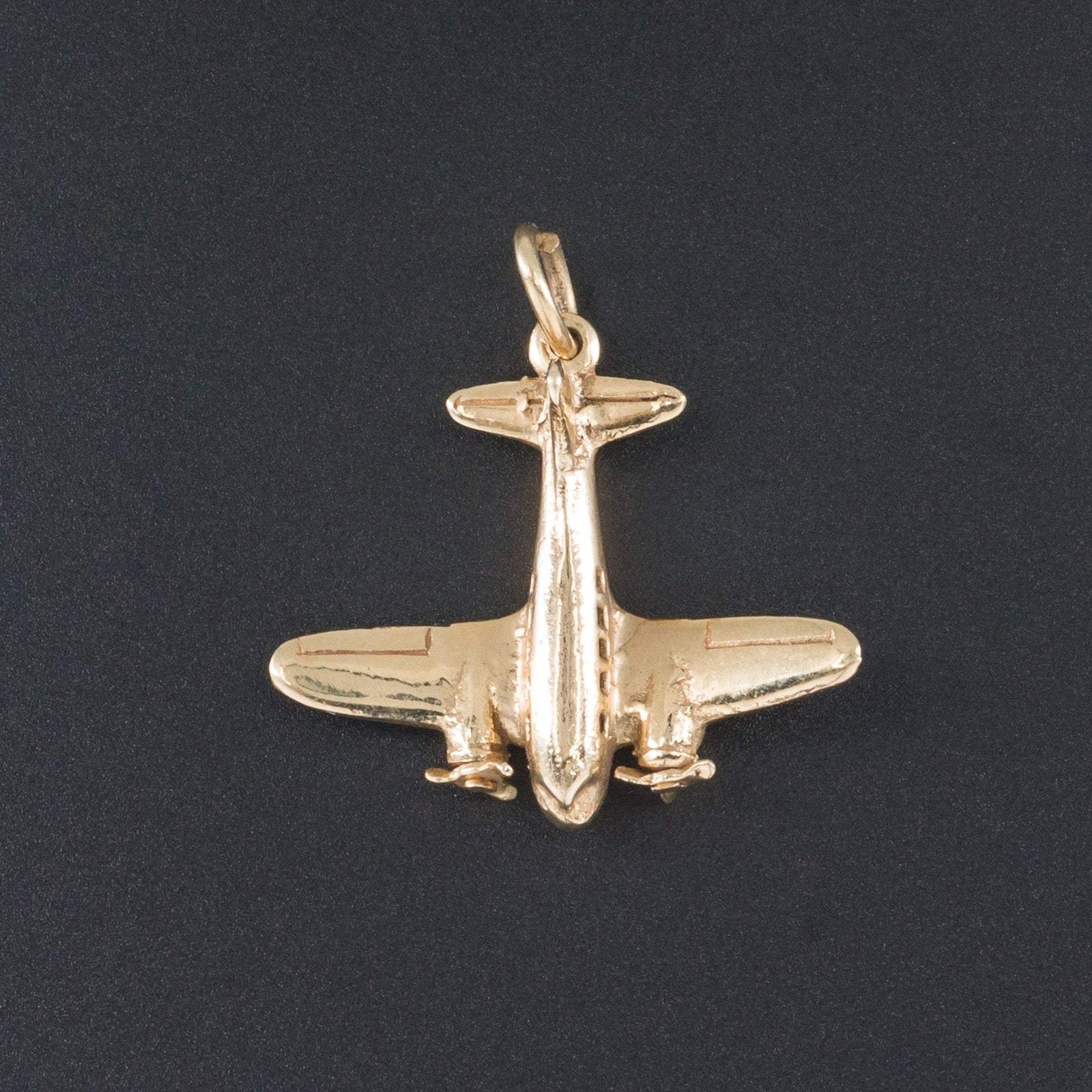 Airplane Charm | 14k Gold Airplane - Trademark Antiques