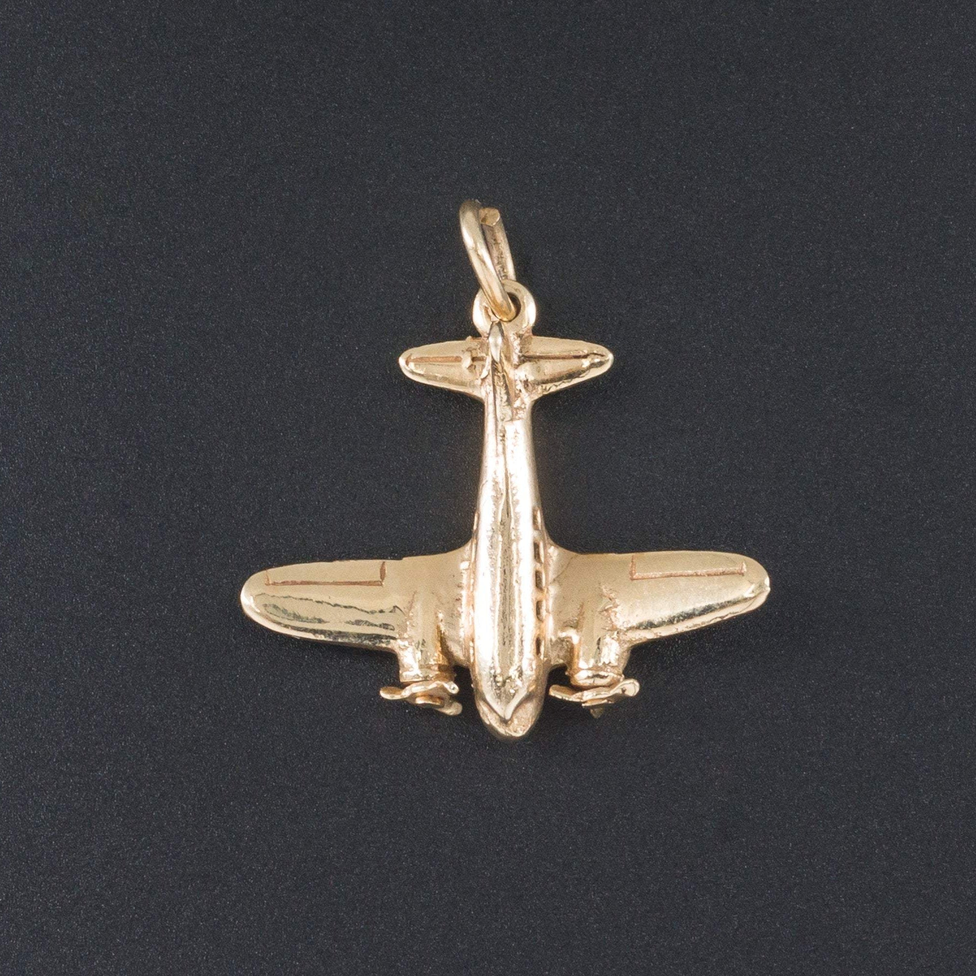 Airplane Charm | 14k Gold Airplane - Trademark Antiques