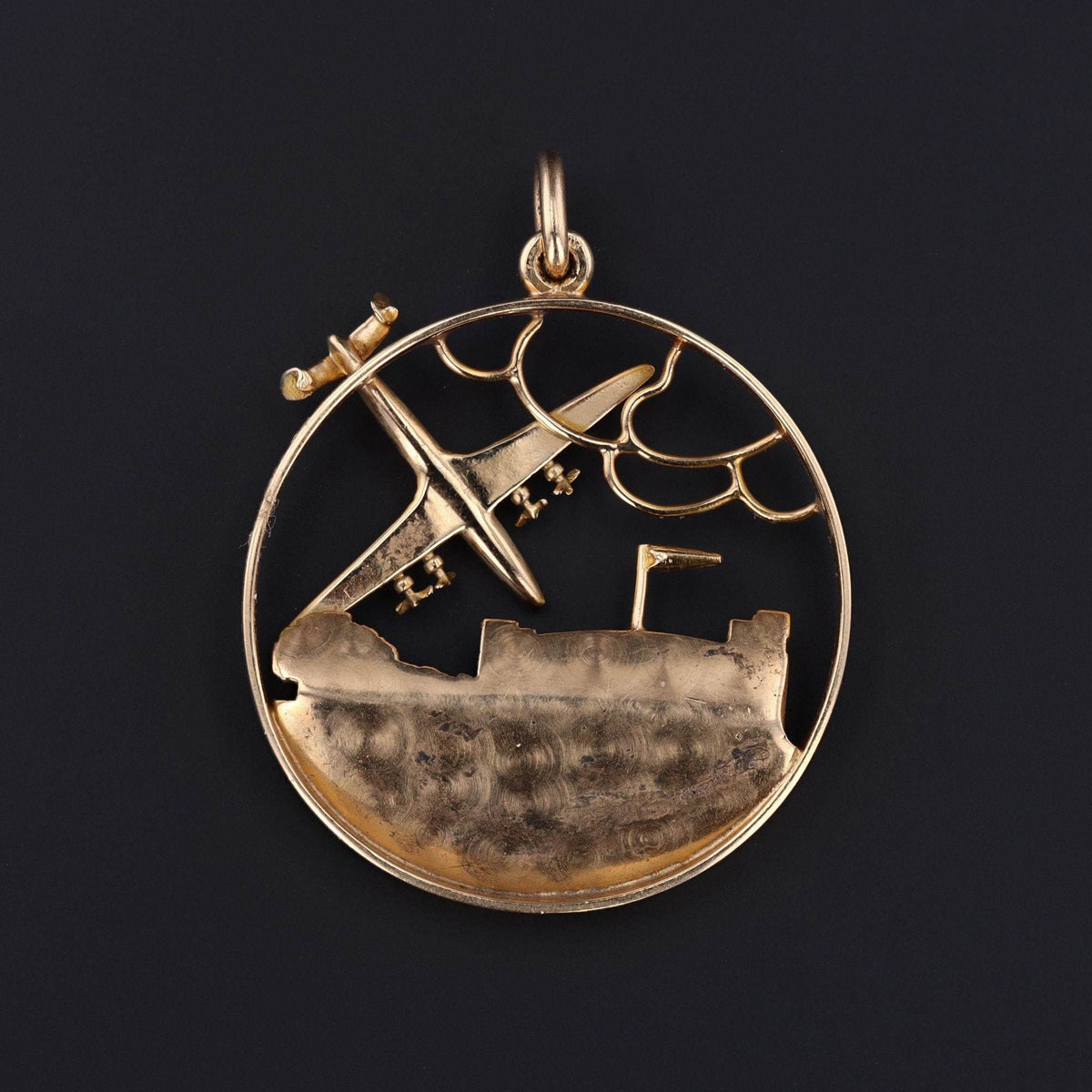 Airport Pendant | 14k Gold and Enamel Airport Pendant by Sloan &amp; Co. - Trademark Antiques