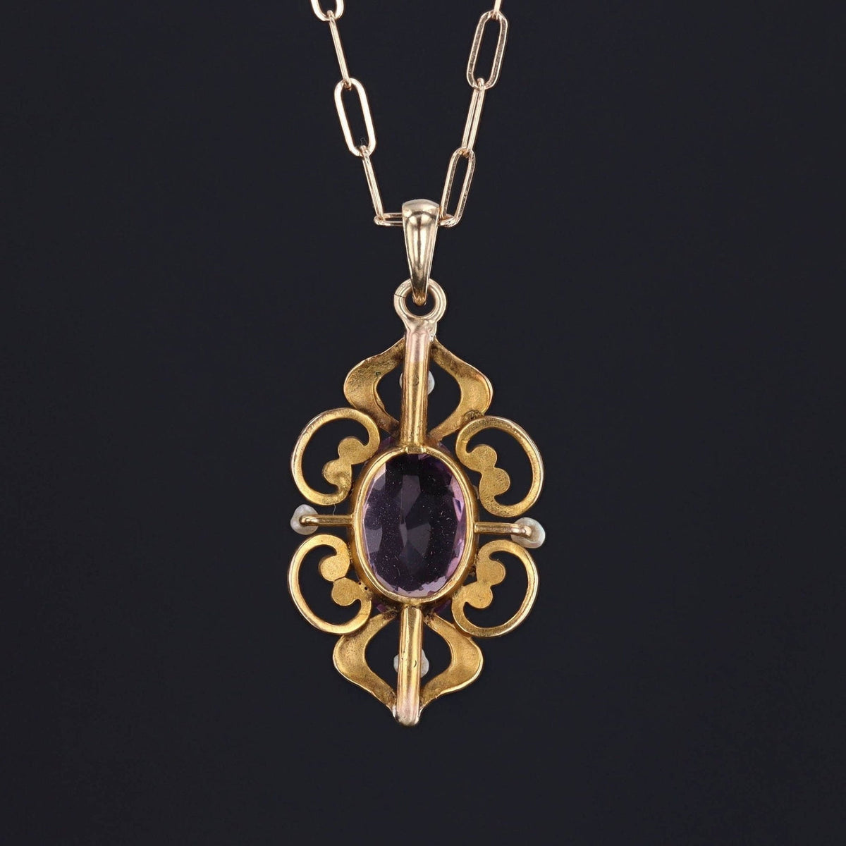 Amethyst and Pearl Pendant | Antique Pin Conversion - Trademark Antiques