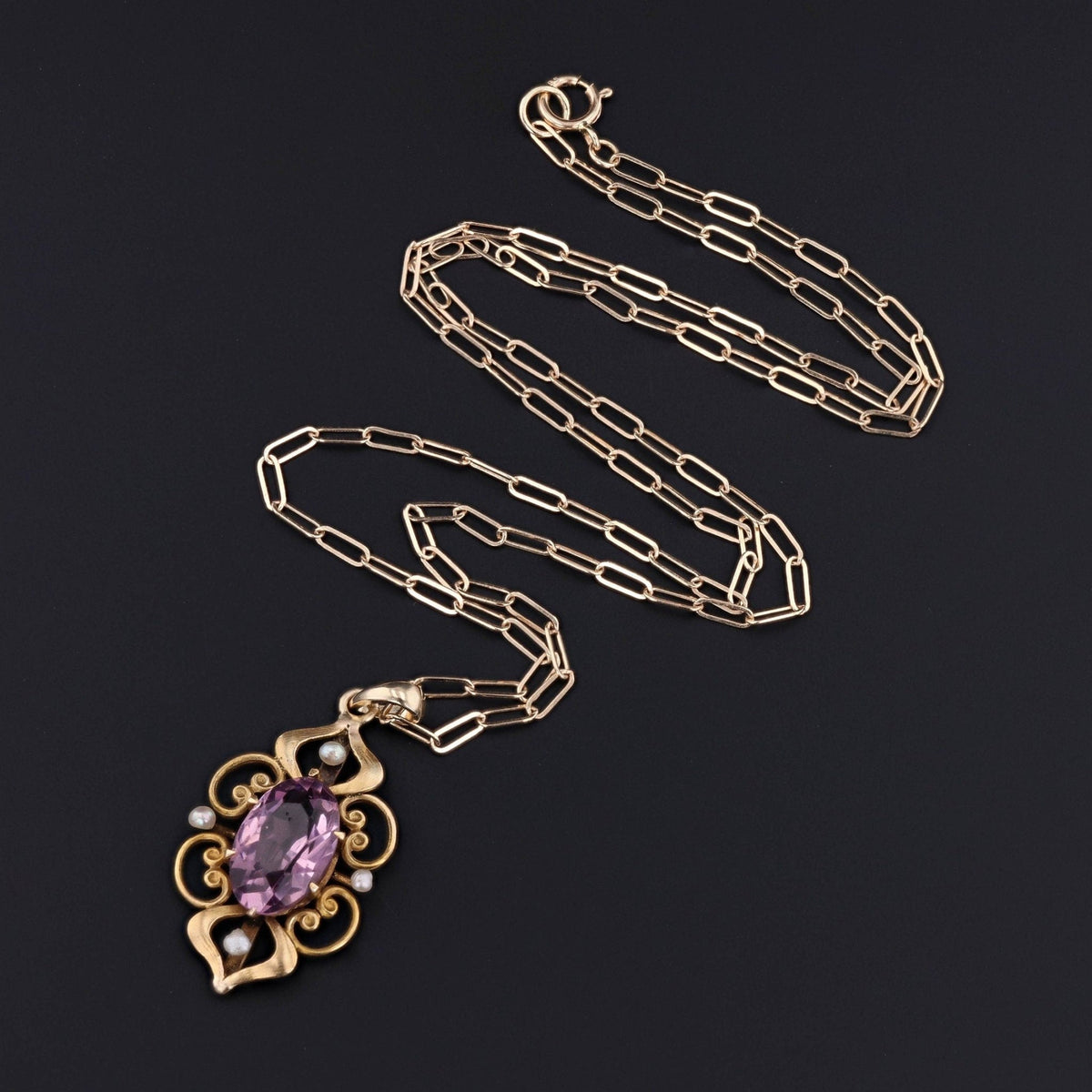 Amethyst and Pearl Pendant | Antique Pin Conversion - Trademark Antiques