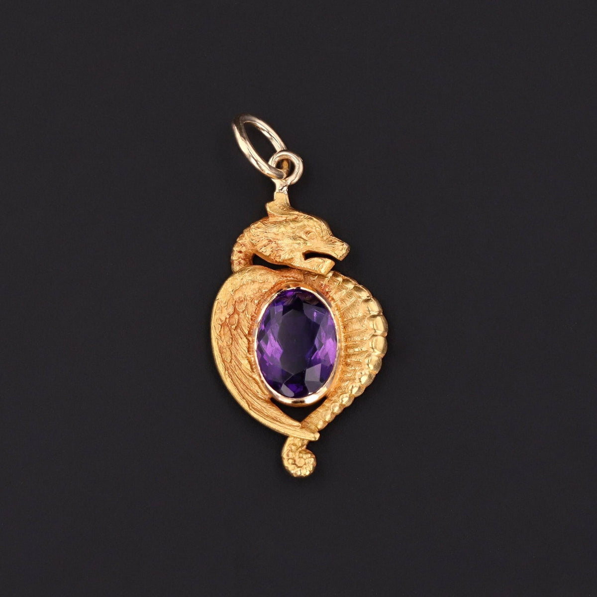 Amethyst Basilisk or Dragon Pendant | Antique Pin Conversion - Trademark Antiques