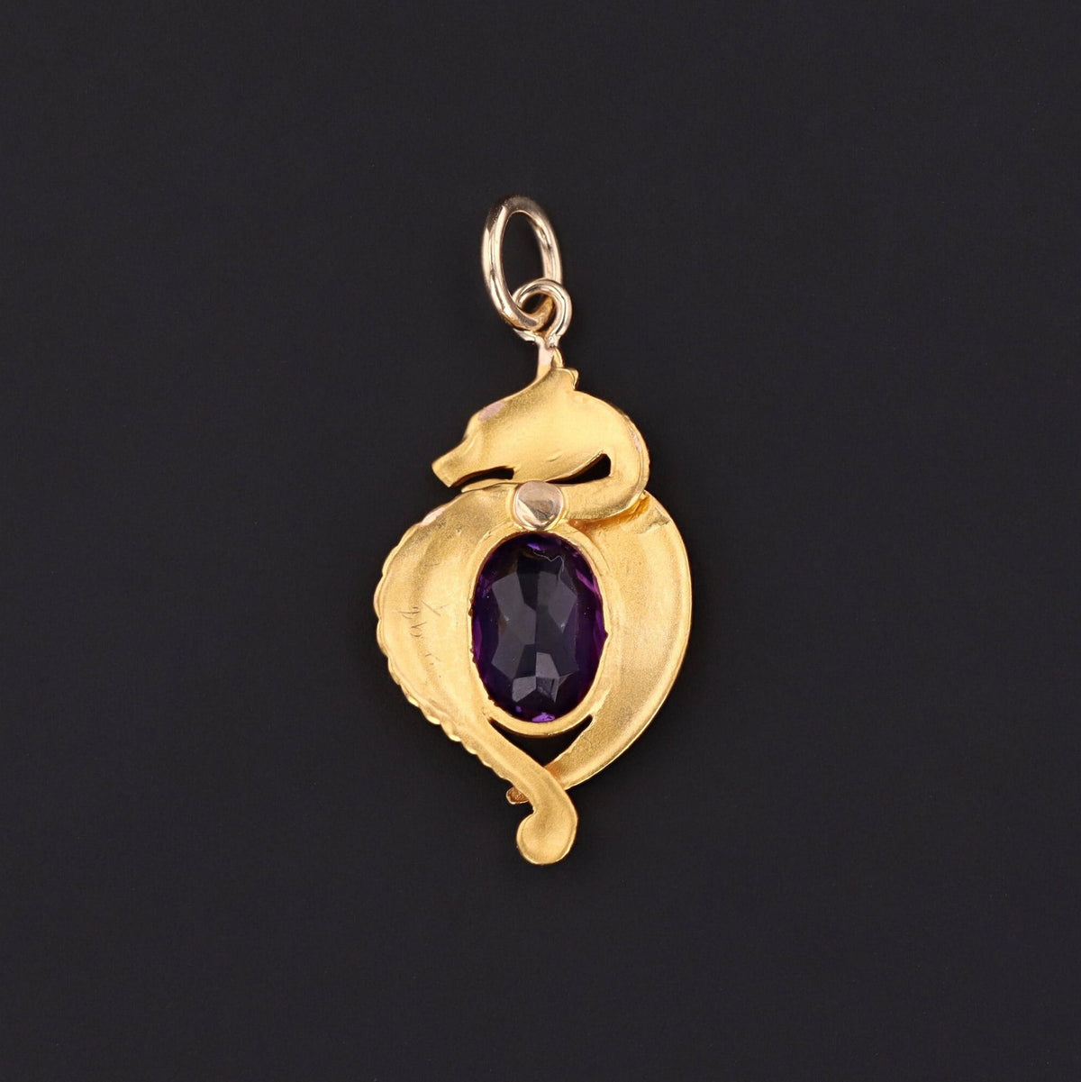 Amethyst Basilisk or Dragon Pendant | Antique Pin Conversion - Trademark Antiques