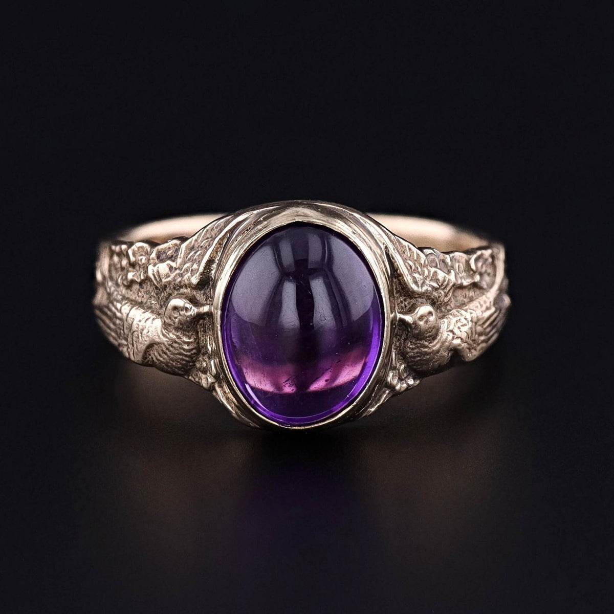 Amethyst Bird Ring of 14k Gold - Trademark Antiques