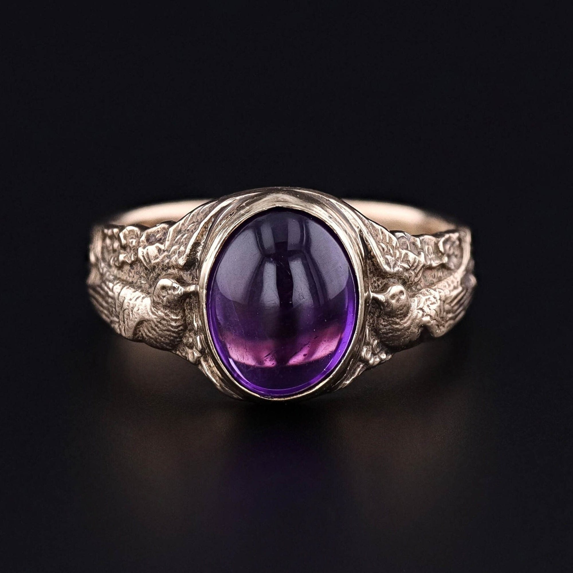 Amethyst Bird Ring of 14k Gold - Trademark Antiques