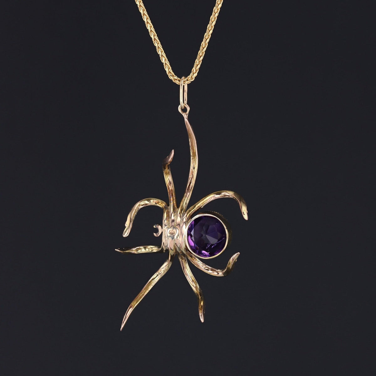 Amethyst &amp; Chrysolite Spider Pendant | Antique Pin Conversion - Trademark Antiques