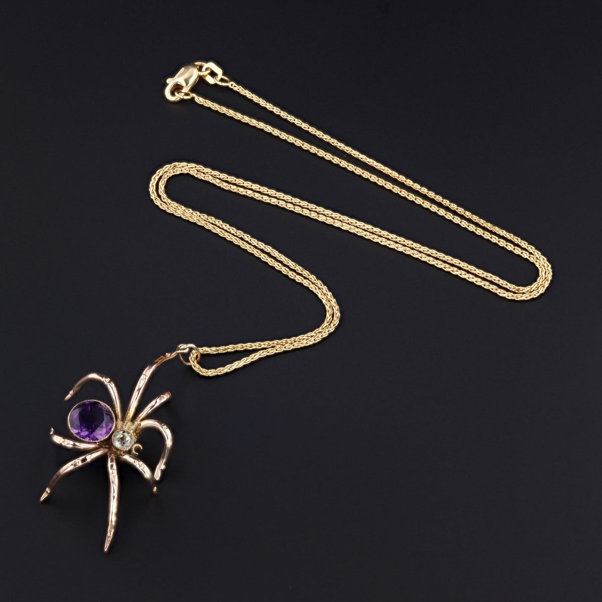 Amethyst &amp; Chrysolite Spider Pendant | Antique Pin Conversion - Trademark Antiques