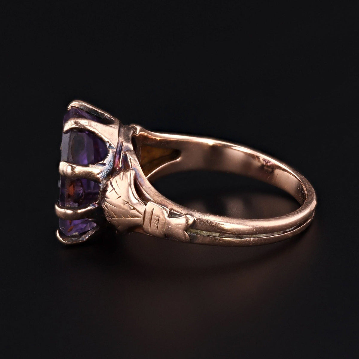 Amethyst &amp; Diamond Flower Ring | Amethyst Ring - Trademark Antiques