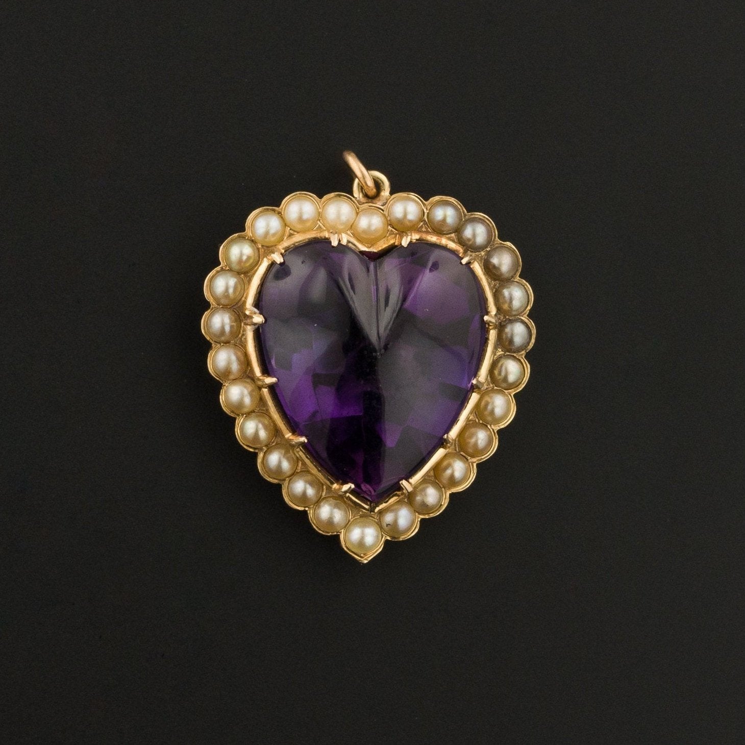 Amethyst Heart Pendant | Antique Pin Conversion - Trademark Antiques