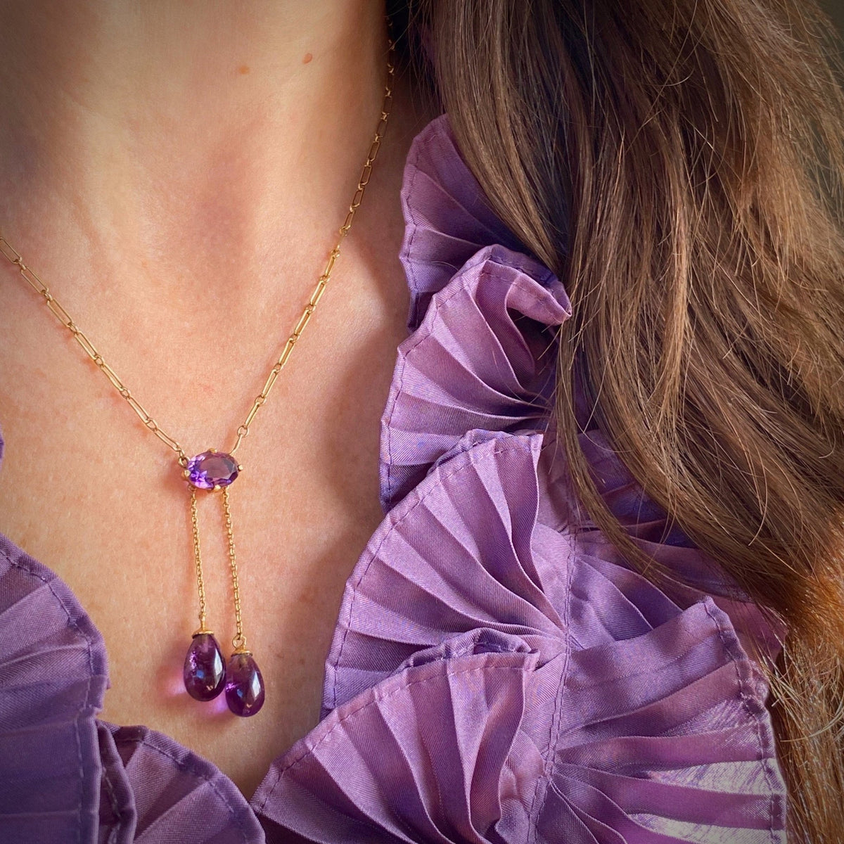 Amethyst Necklace | Antique Amethyst Necklace - Trademark Antiques
