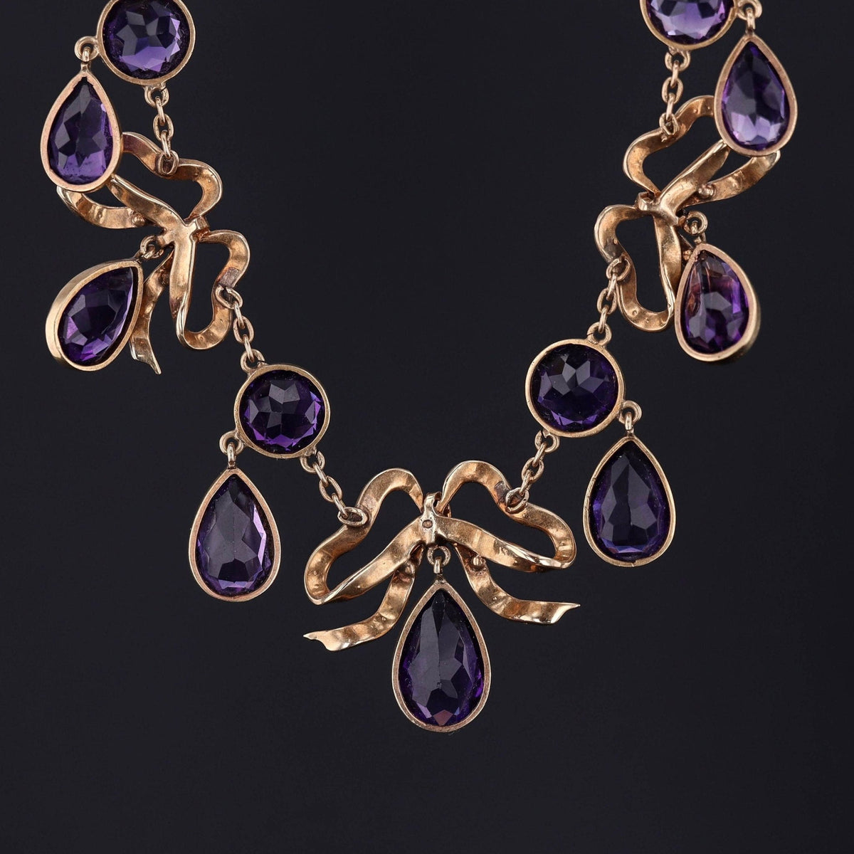 Amethyst Necklace | Antique Bow Necklace - Trademark Antiques