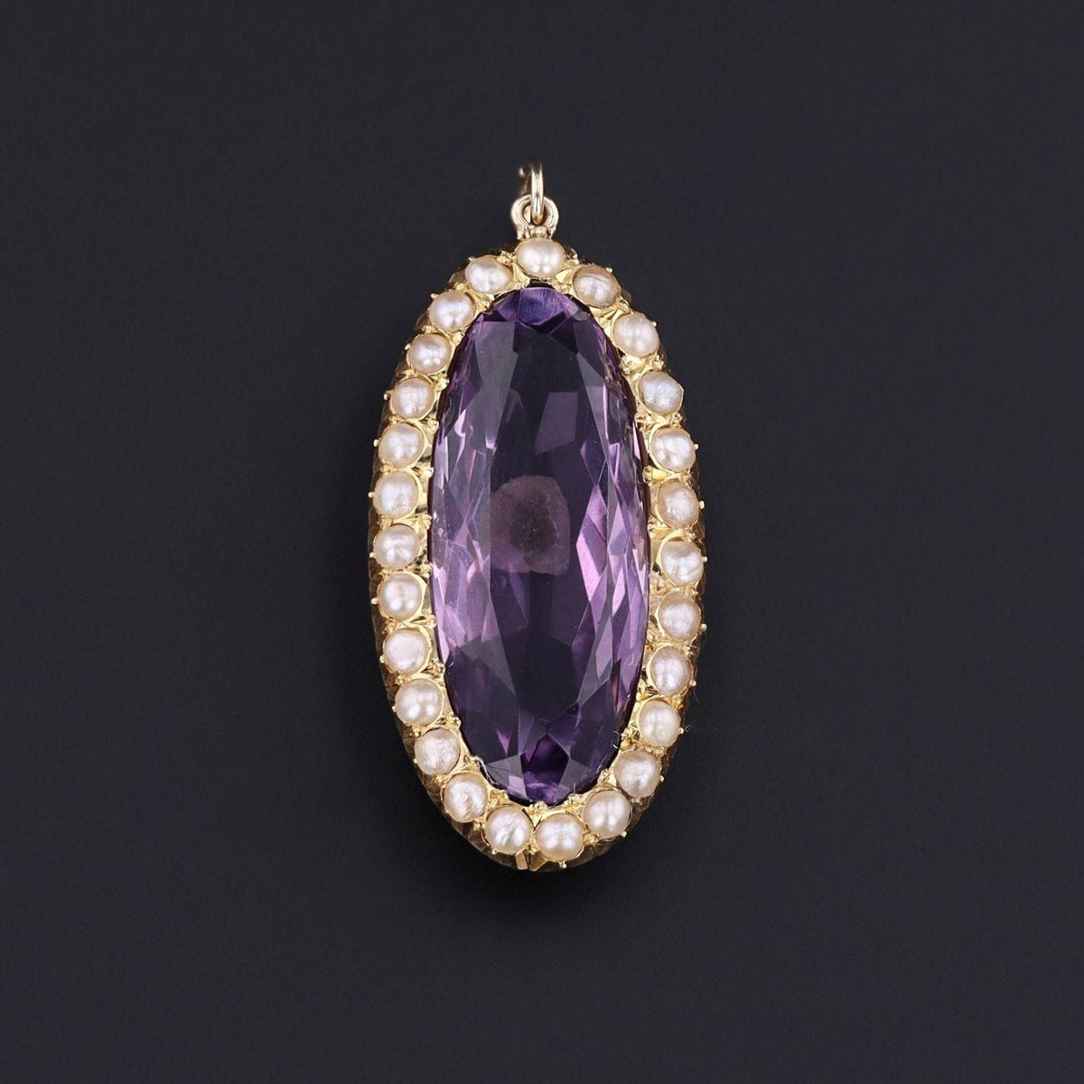 Amethyst &amp; Pearl Pendant | Vintage Pin Conversion - Trademark Antiques