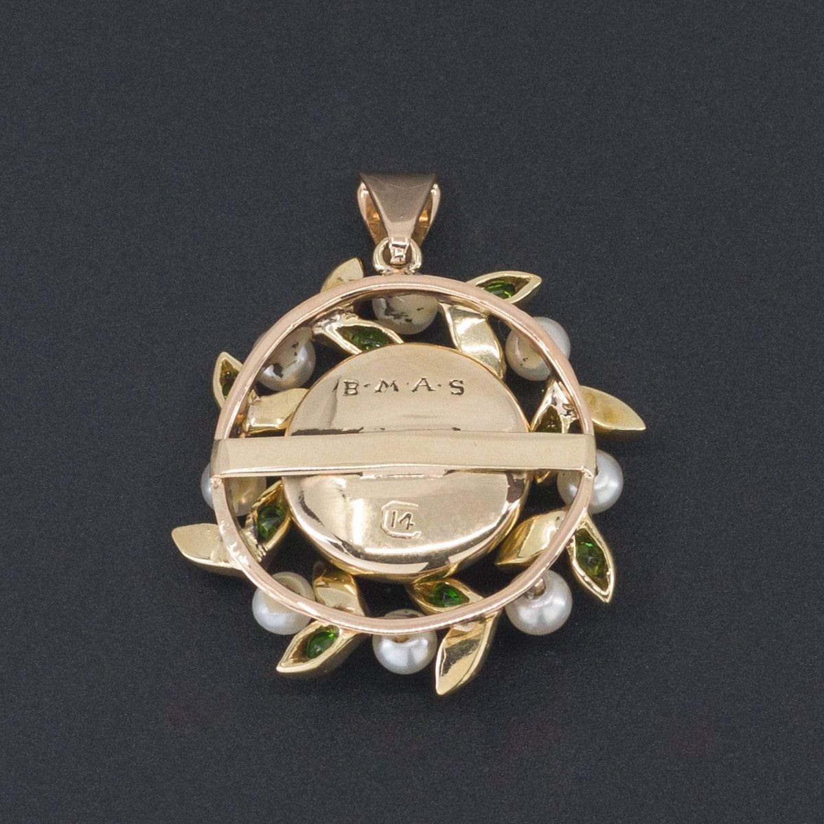 Amethyst Pendant | 14k Gold Amethyst Demantoid Garnet &amp; Pearl Pendant - Trademark Antiques