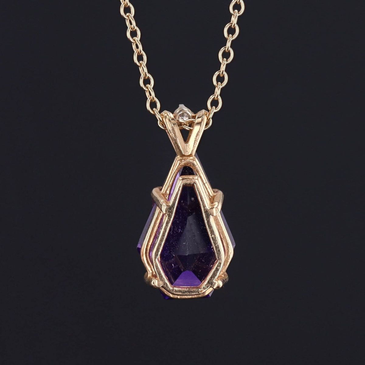 Amethyst Pendant | Vintage Amethyst &amp; Diamond Necklace - Trademark Antiques