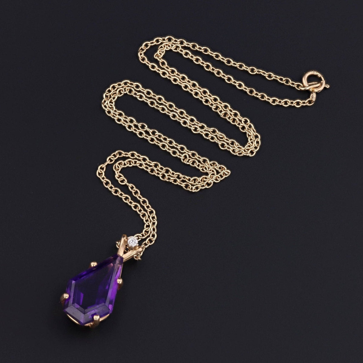 Amethyst Pendant | Vintage Amethyst &amp; Diamond Necklace - Trademark Antiques