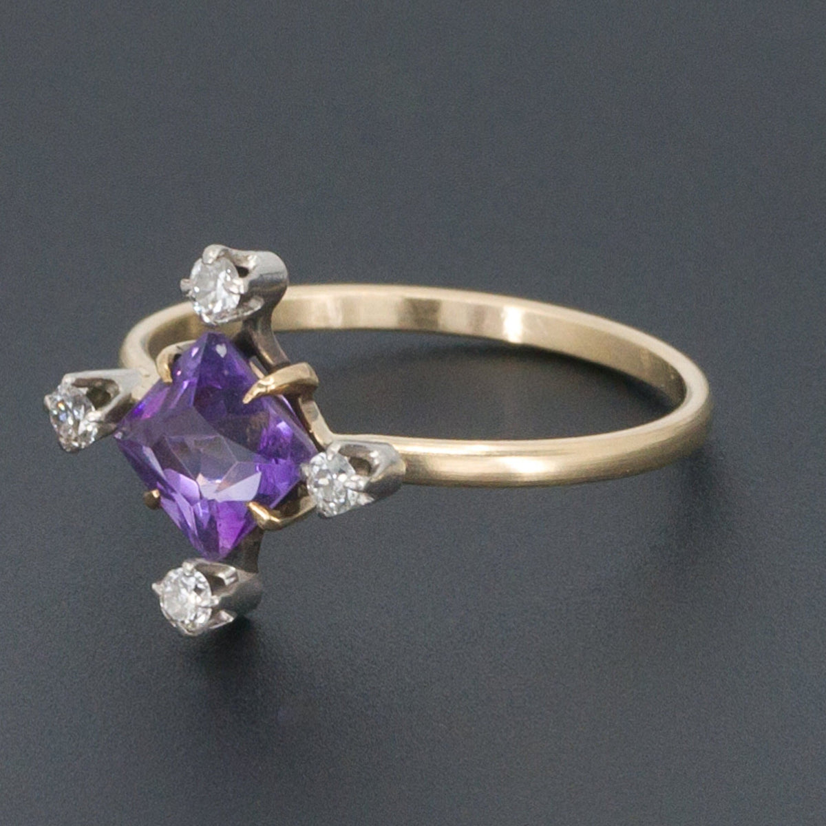 Amethyst Ring | Amethyst and Diamond Ring - Trademark Antiques