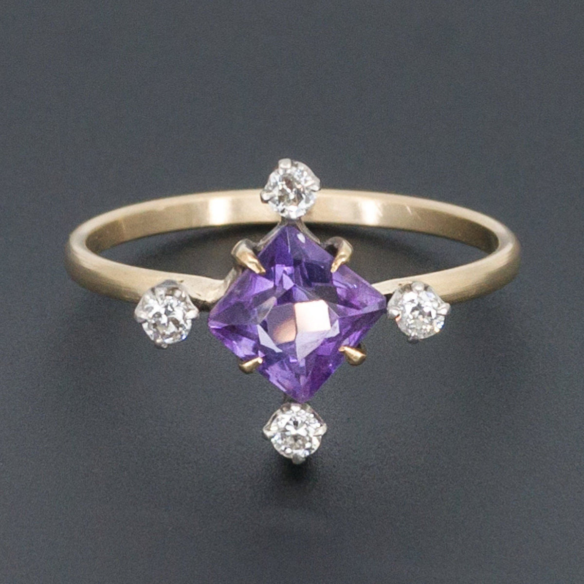 Amethyst Ring | Amethyst and Diamond Ring - Trademark Antiques