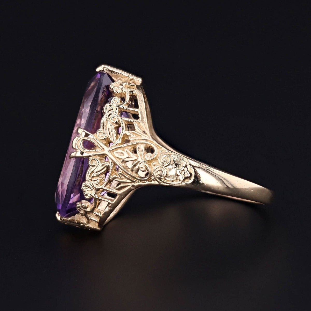 Amethyst Ring | Filigree Ring - Trademark Antiques
