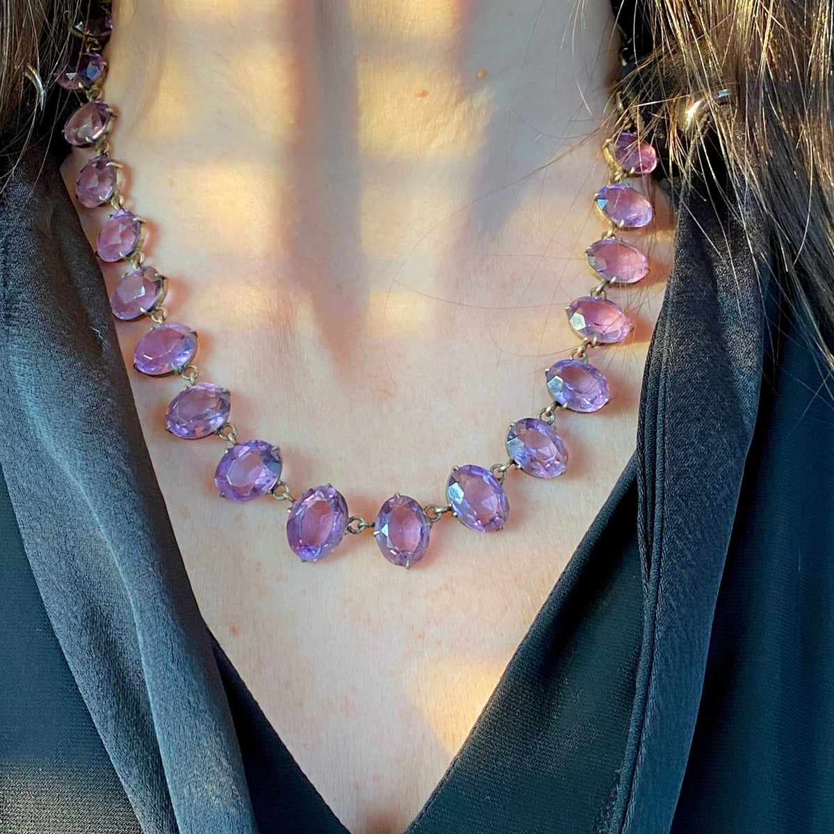 Amethyst Riviere Necklace | Antique Amethyst Necklace - Trademark Antiques