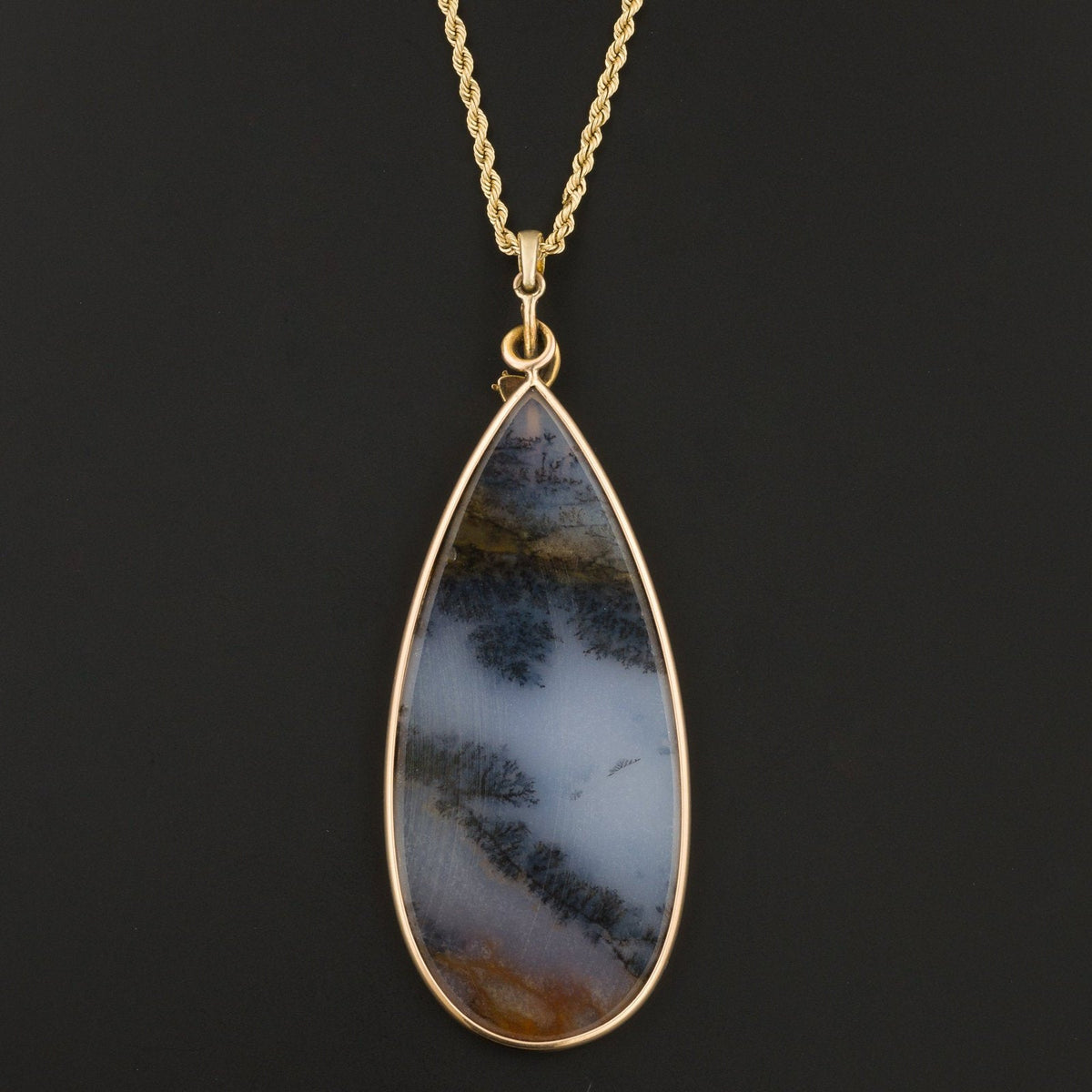 Amethyst Sage Agate Pendant | 14k Gold Snake Pendant - Trademark Antiques