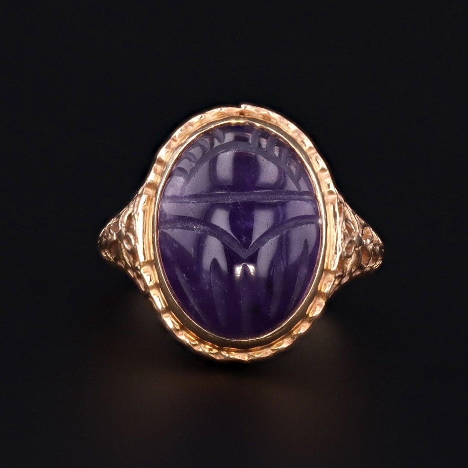 Amethyst Scarab Ring | Vintage Ring - Trademark Antiques