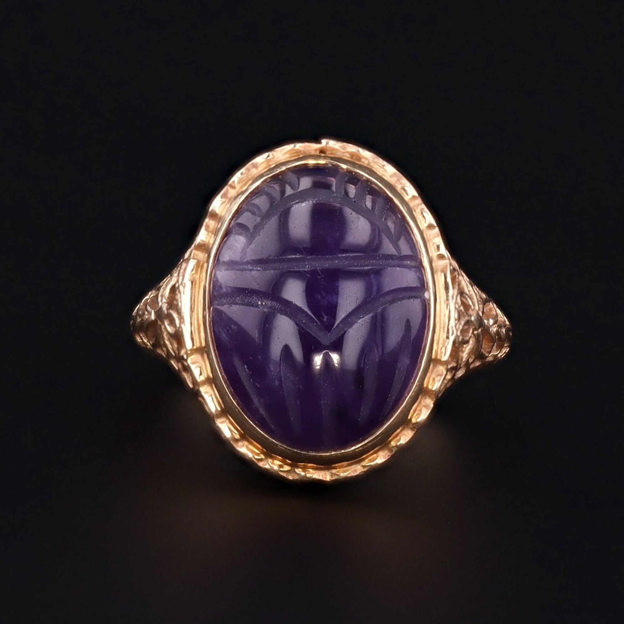 Amethyst Scarab Ring | Vintage Ring - Trademark Antiques