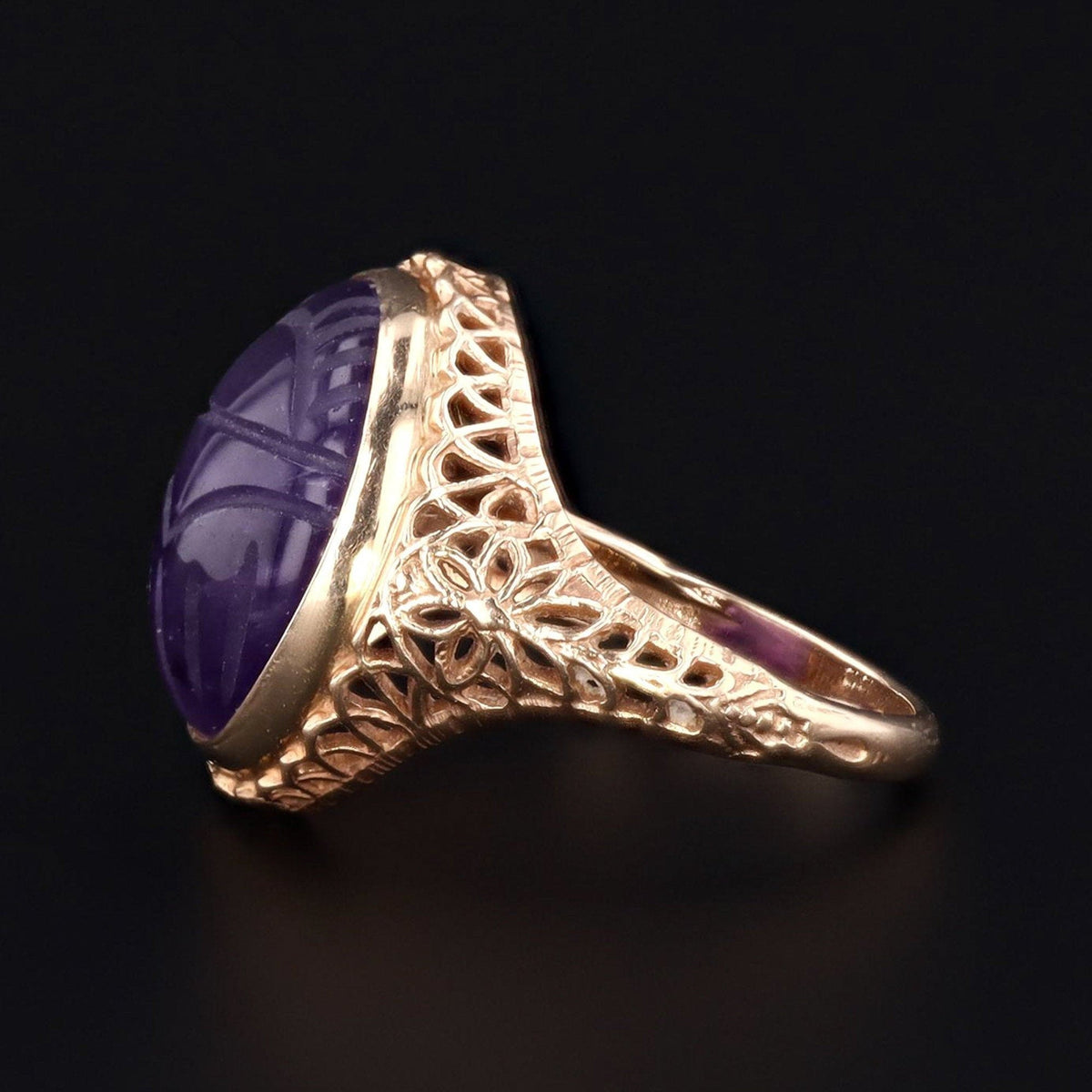 Amethyst Scarab Ring | Vintage Ring - Trademark Antiques