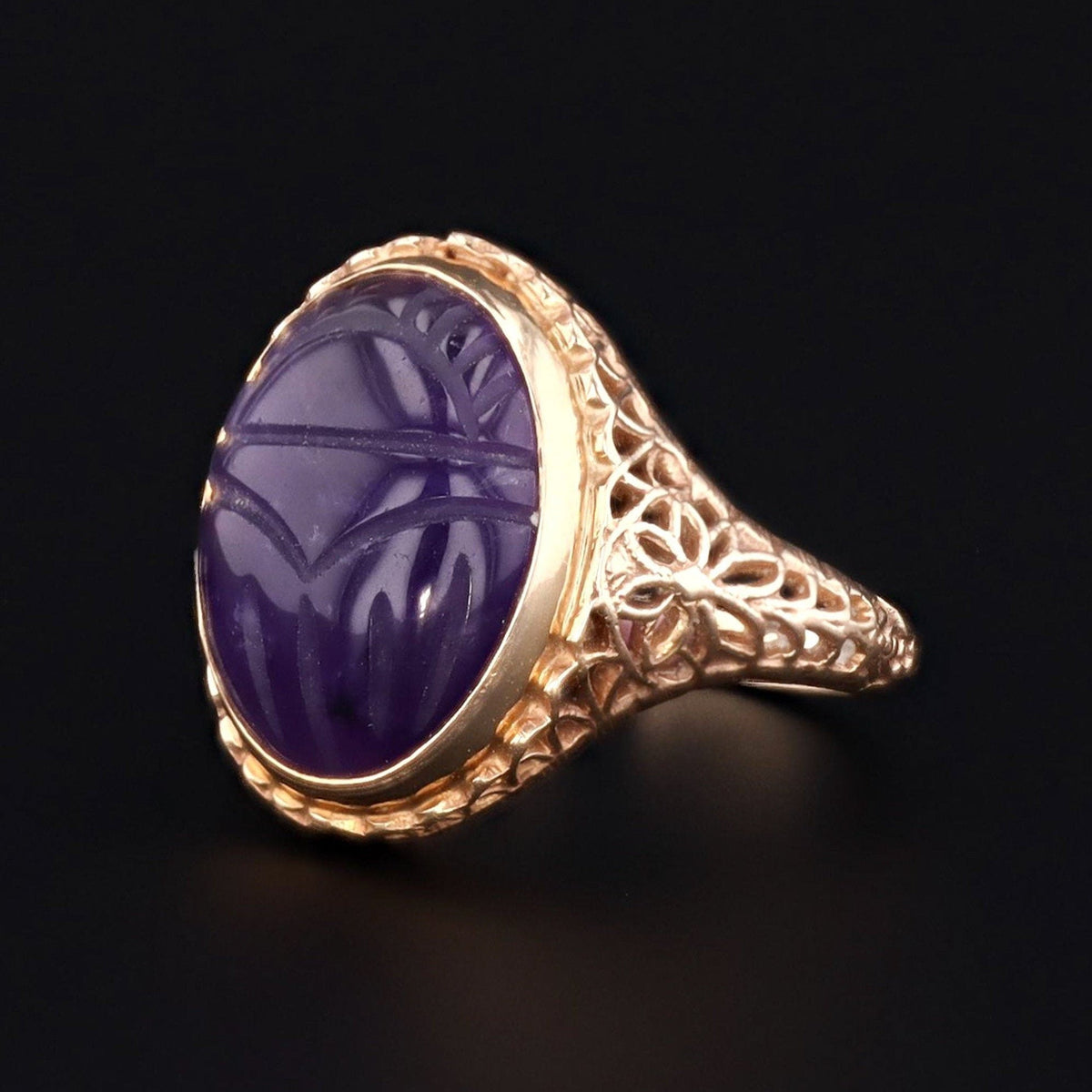 Amethyst Scarab Ring | Vintage Ring - Trademark Antiques