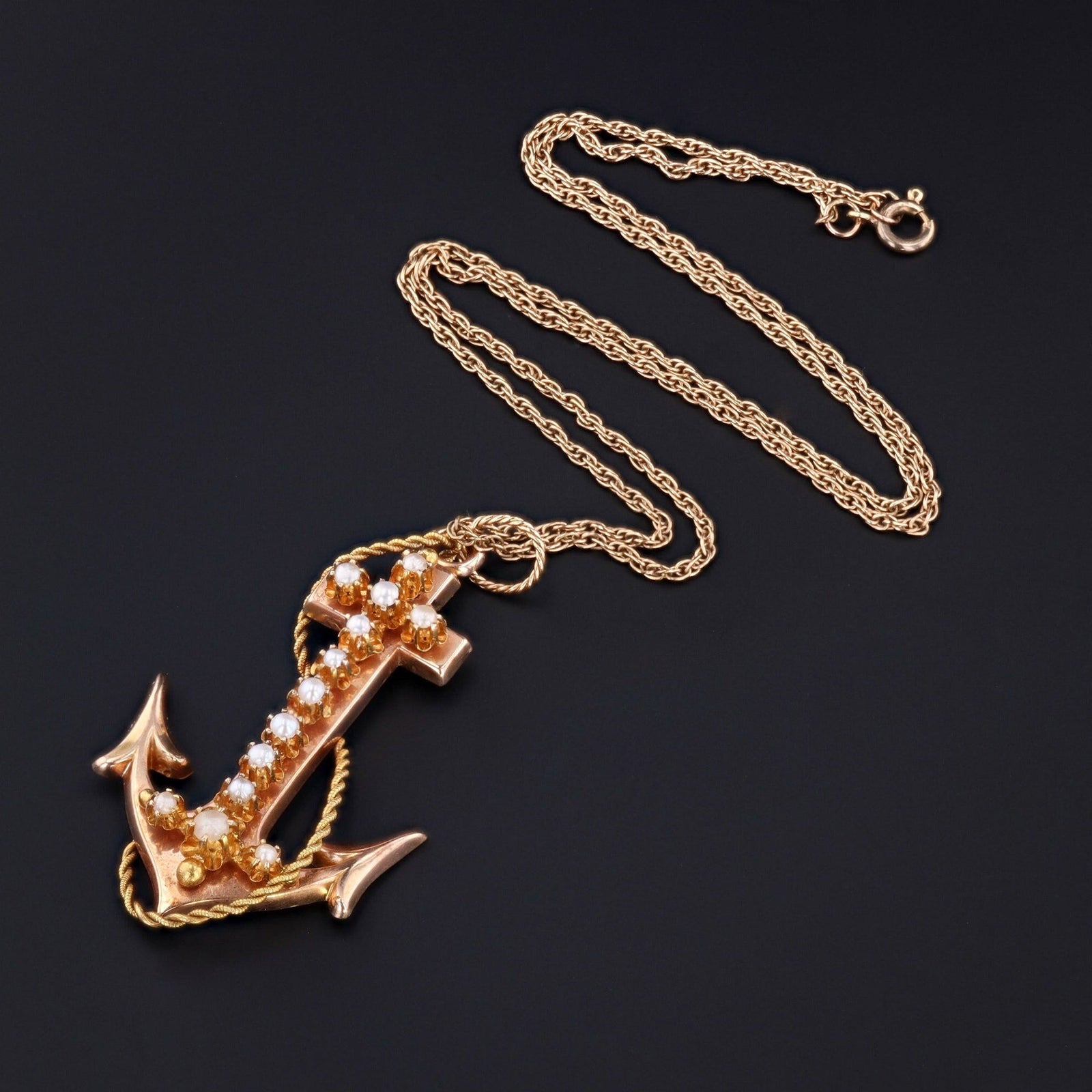 Anchor Pendant | 14k Gold Anchor Pendant - Trademark Antiques