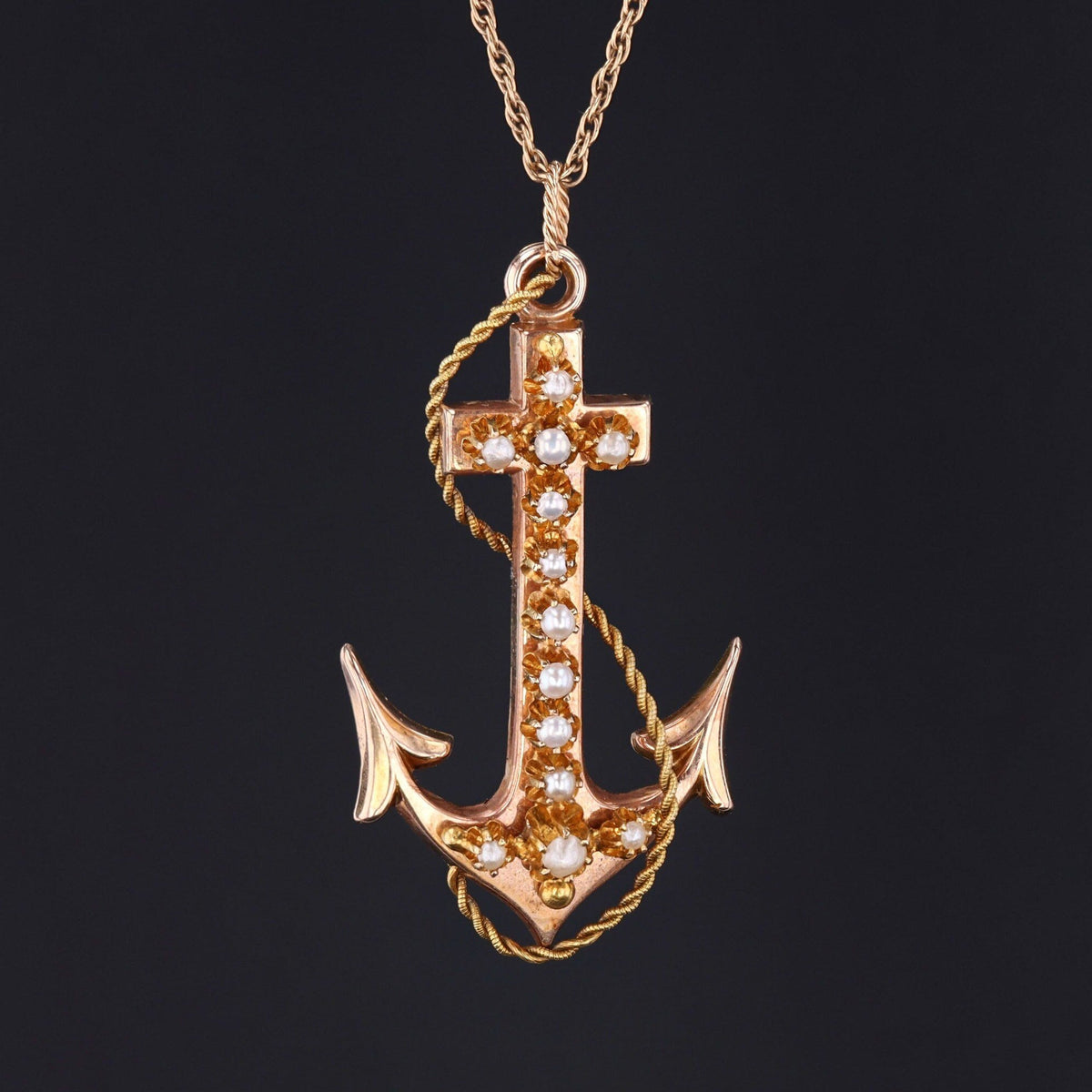 Anchor Pendant | 14k Gold Anchor Pendant - Trademark Antiques