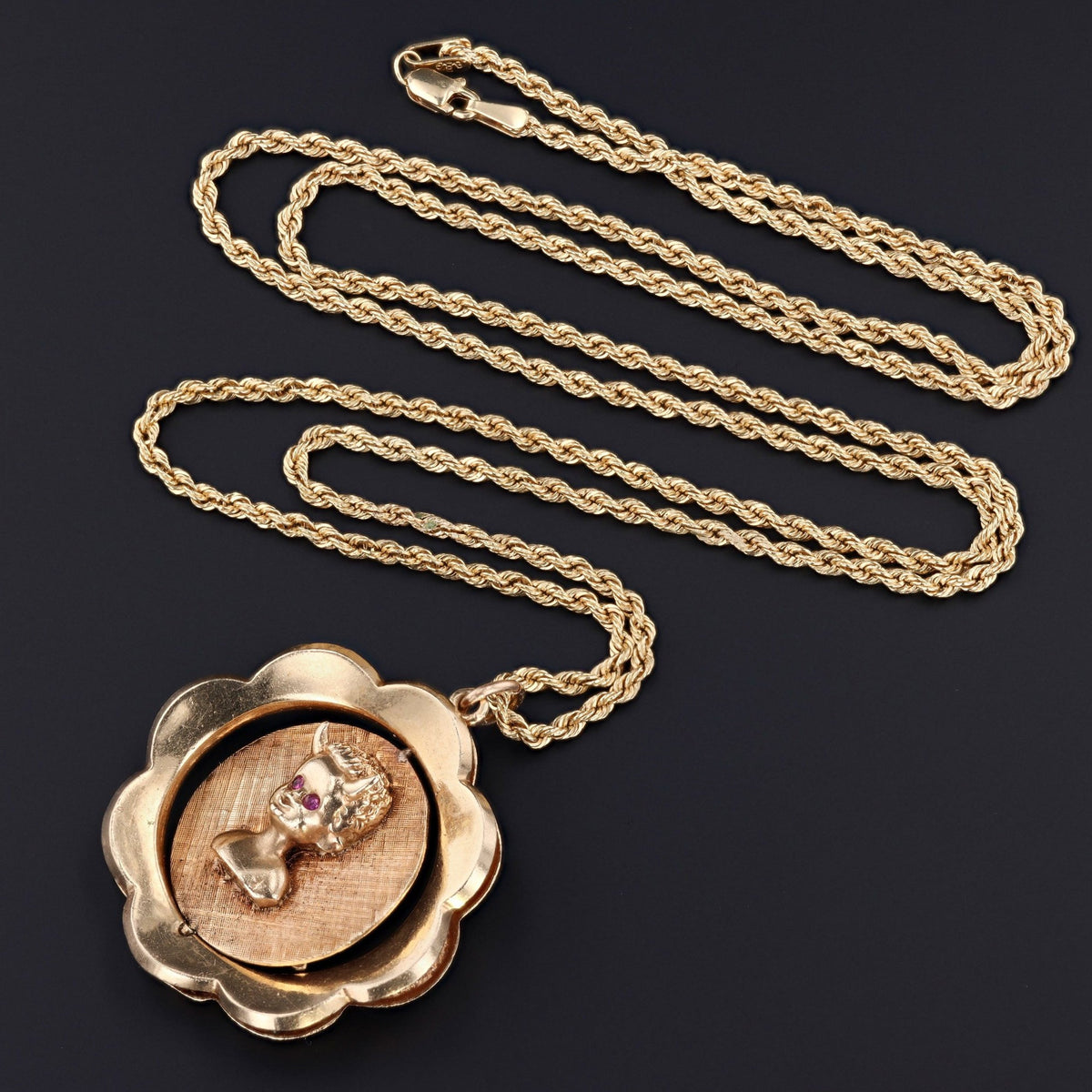 Angel &amp; Devil Spinner Pendant | 14k Gold Pendant - Trademark Antiques