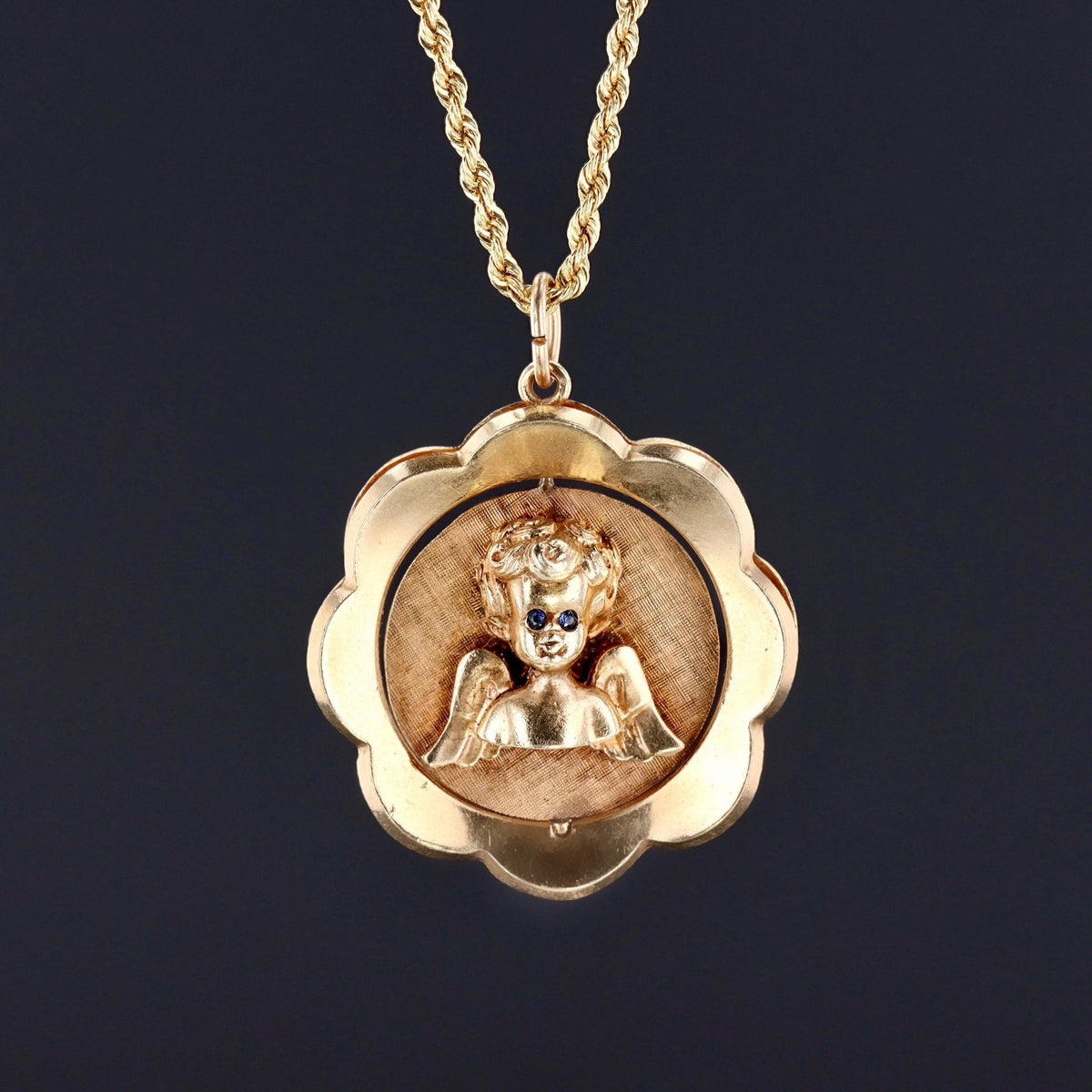 Angel &amp; Devil Spinner Pendant | 14k Gold Pendant - Trademark Antiques