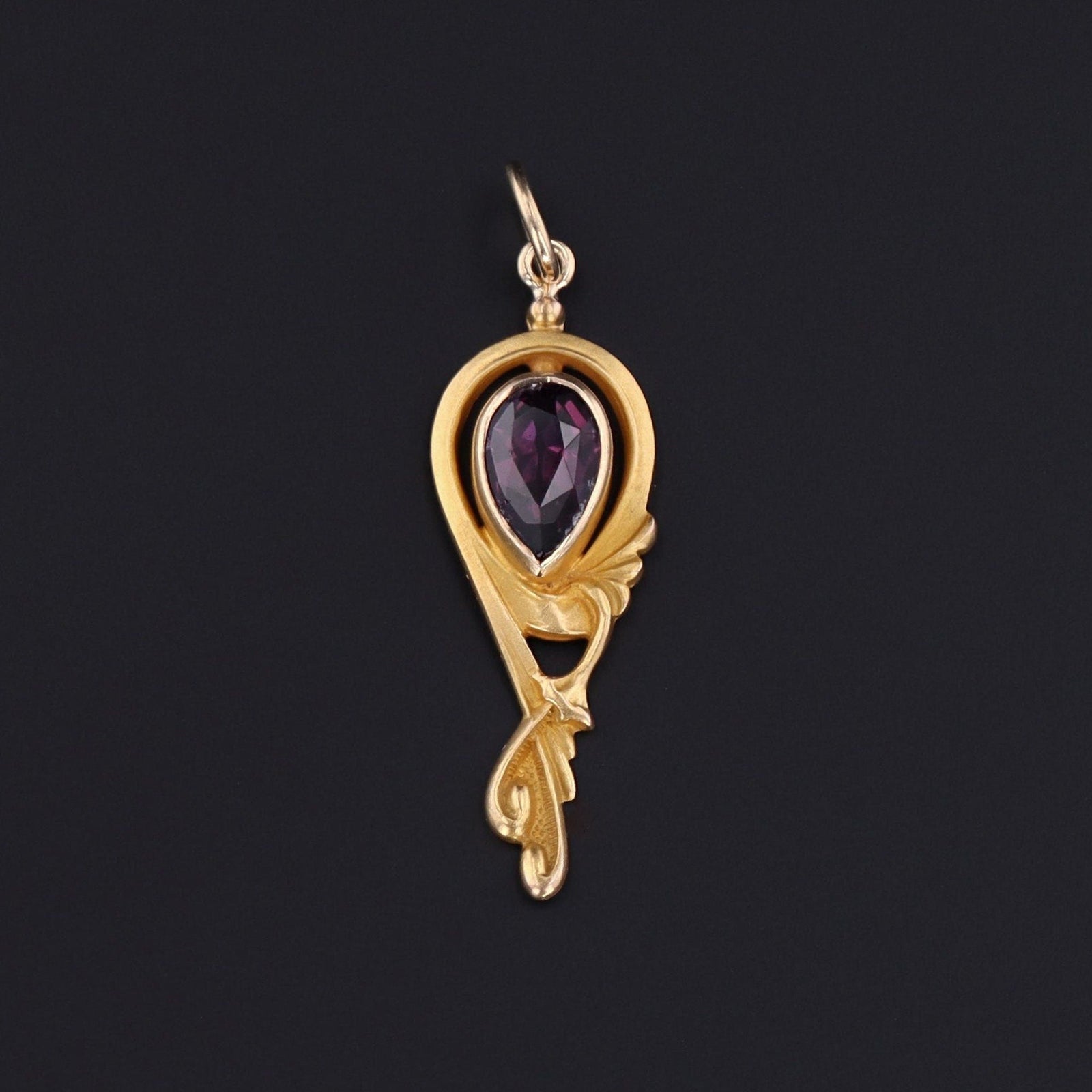 Antique 10k Gold & Purple Glass Pendant | Antique Pin Conversion - Trademark Antiques