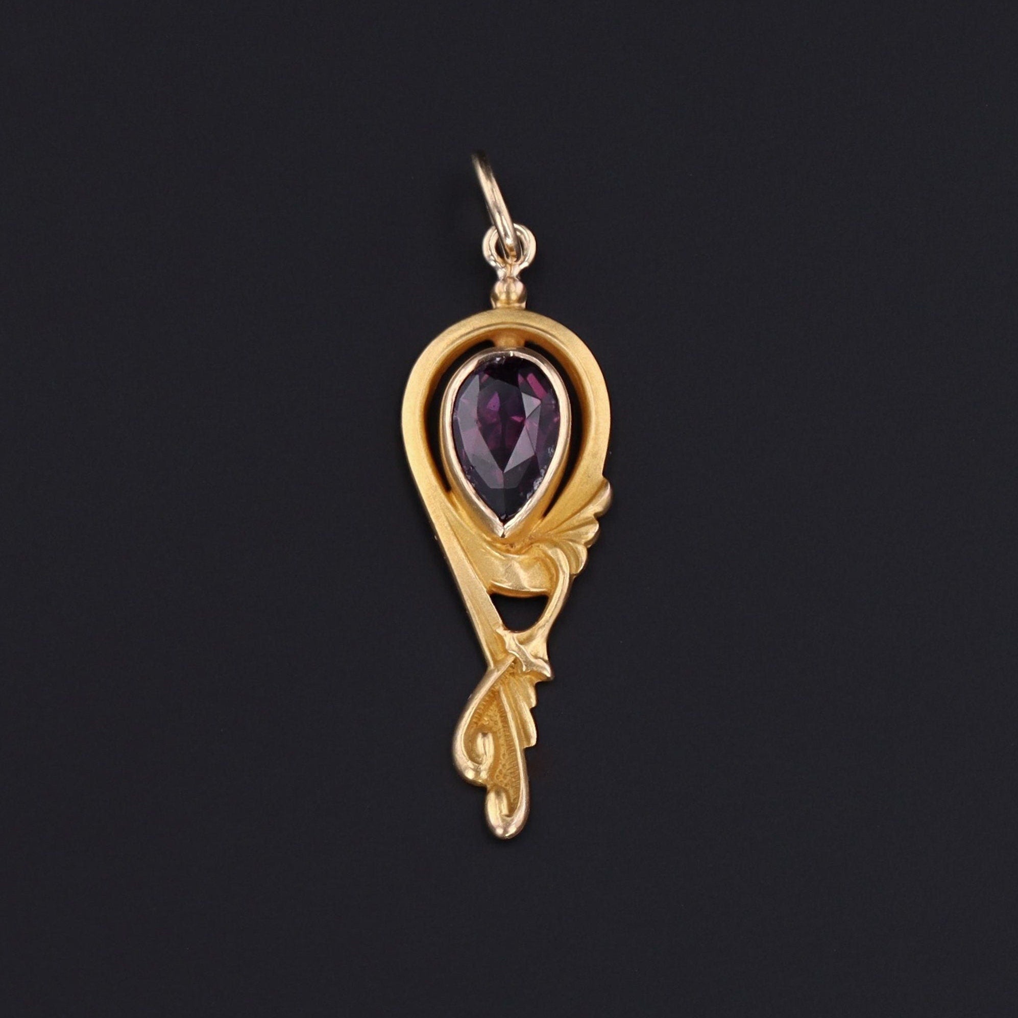 Antique 10k Gold & Purple Glass Pendant | Antique Pin Conversion - Trademark Antiques