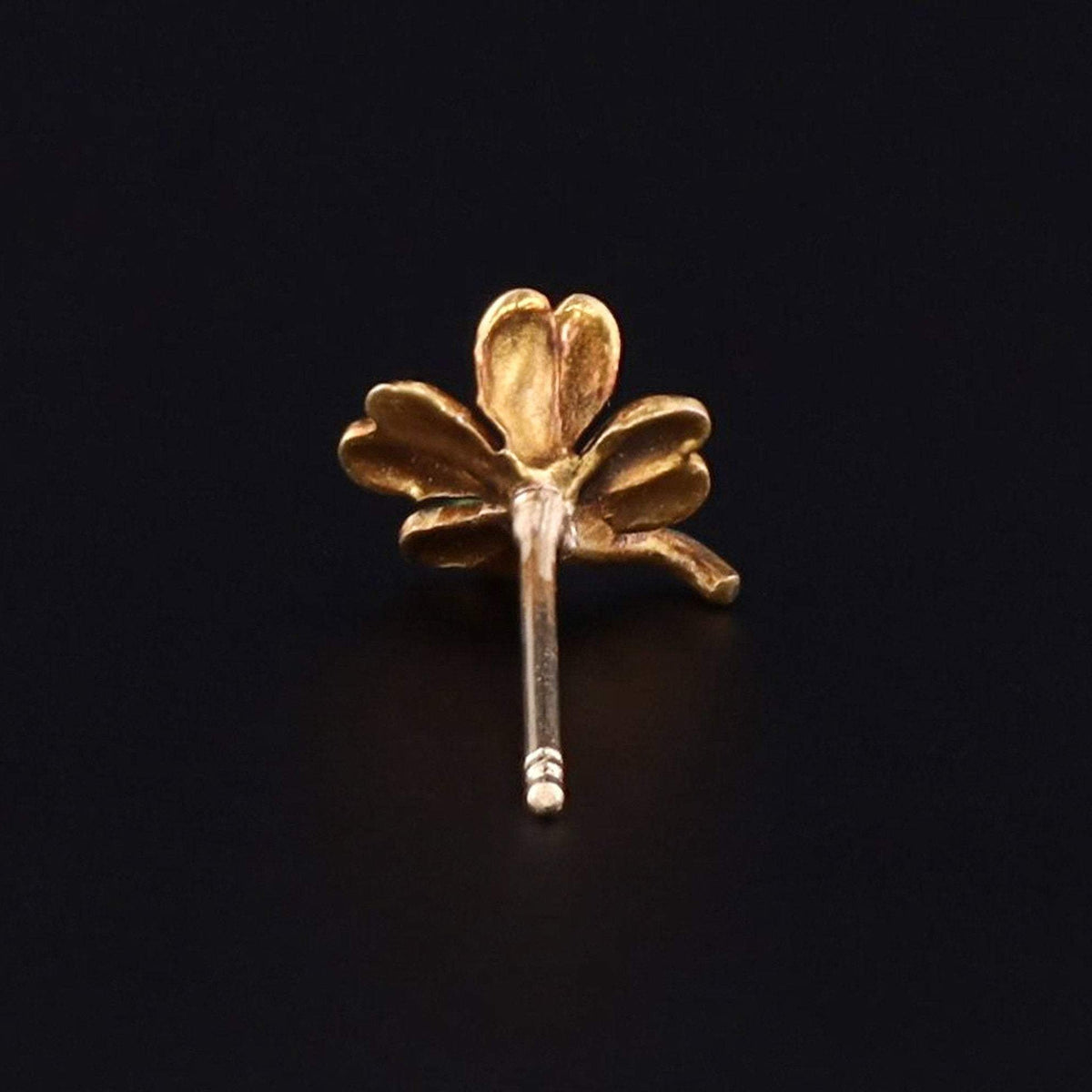 Antique 14k Gold Clover Stud Earring | Antique Pin Conversion - Trademark Antiques