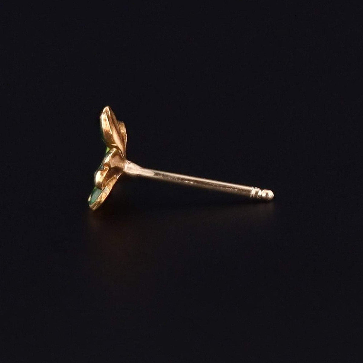Antique 14k Gold Clover Stud Earring | Antique Pin Conversion - Trademark Antiques