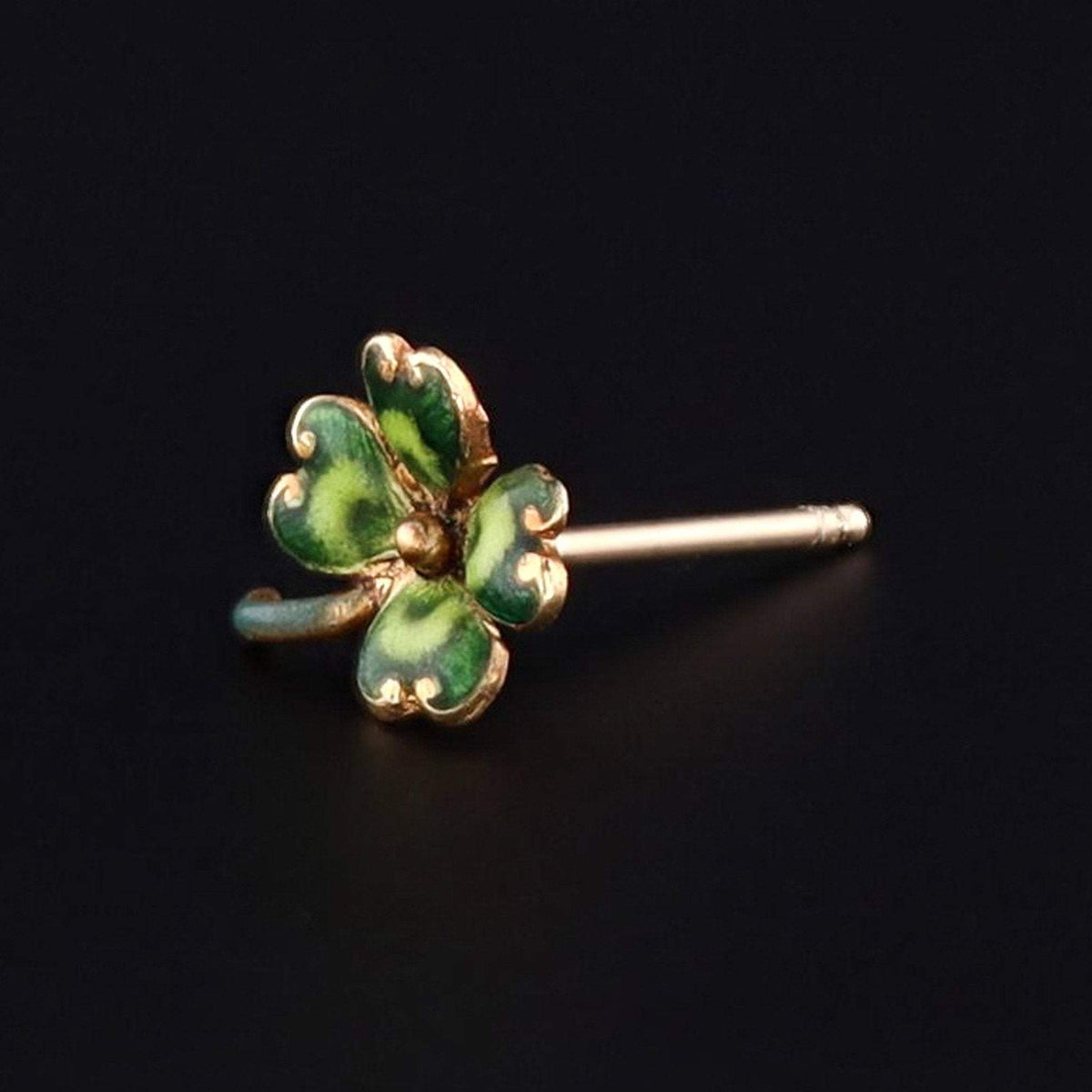 Antique 14k Gold Clover Stud Earring | Antique Pin Conversion - Trademark Antiques
