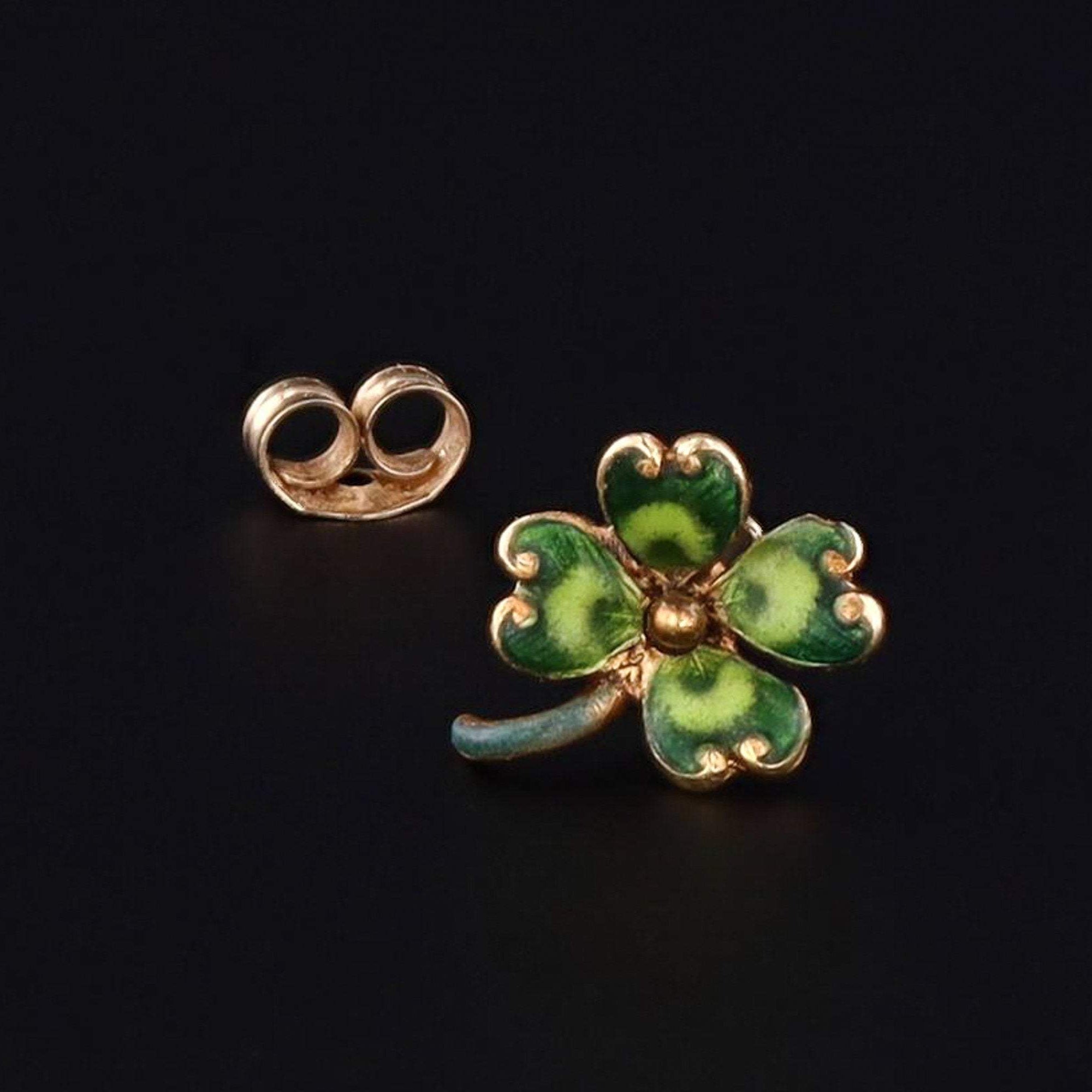 Antique 14k Gold Clover Stud Earring | Antique Pin Conversion - Trademark Antiques