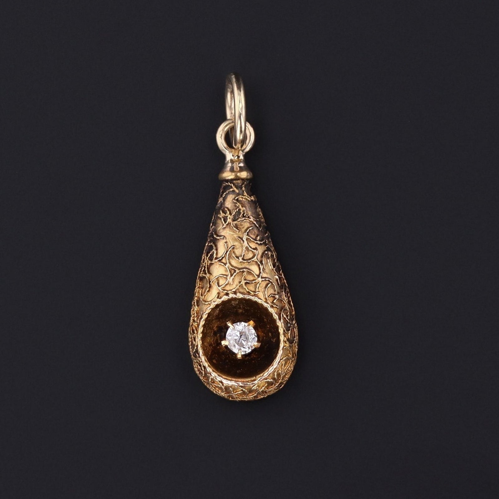 Antique 14k Gold & Diamond Pendant | Antique Pin Conversion - Trademark Antiques