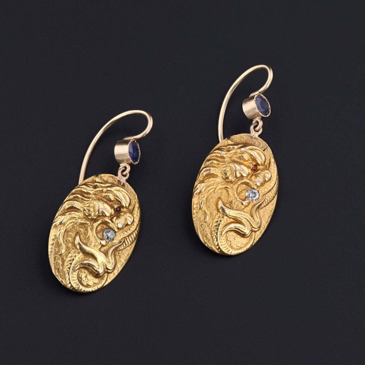 Antique 14k Gold Dragon Earrings | Art Nouveau Earrings - Trademark Antiques