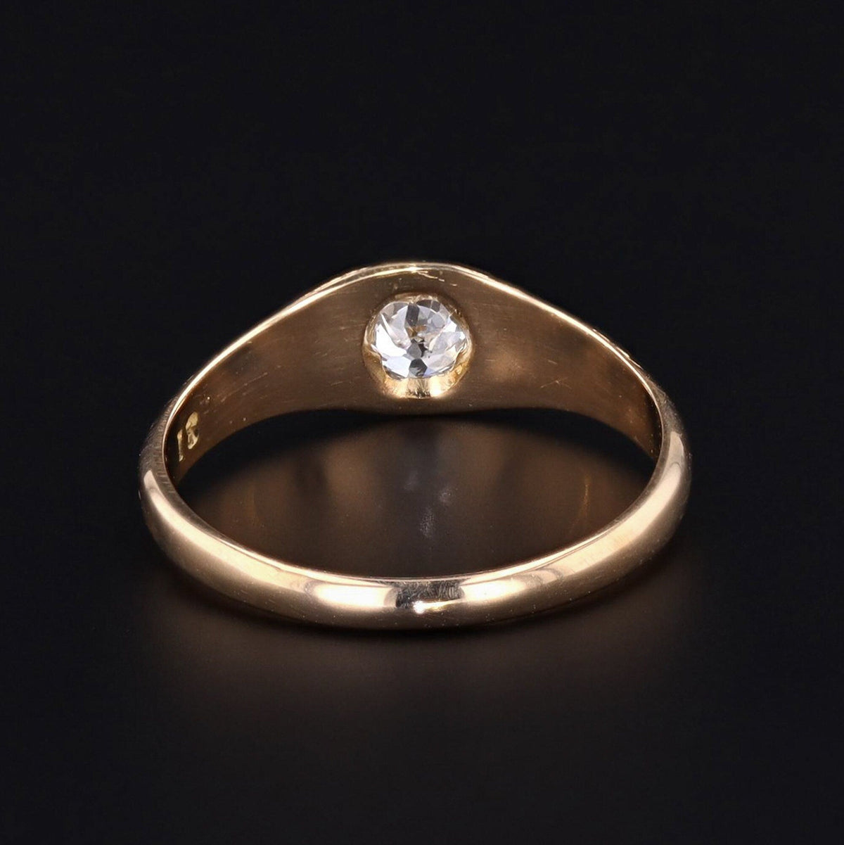 Antique 18k Gold &amp; Black Enamel Ring | Black Enamel and Diamond Band - Trademark Antiques