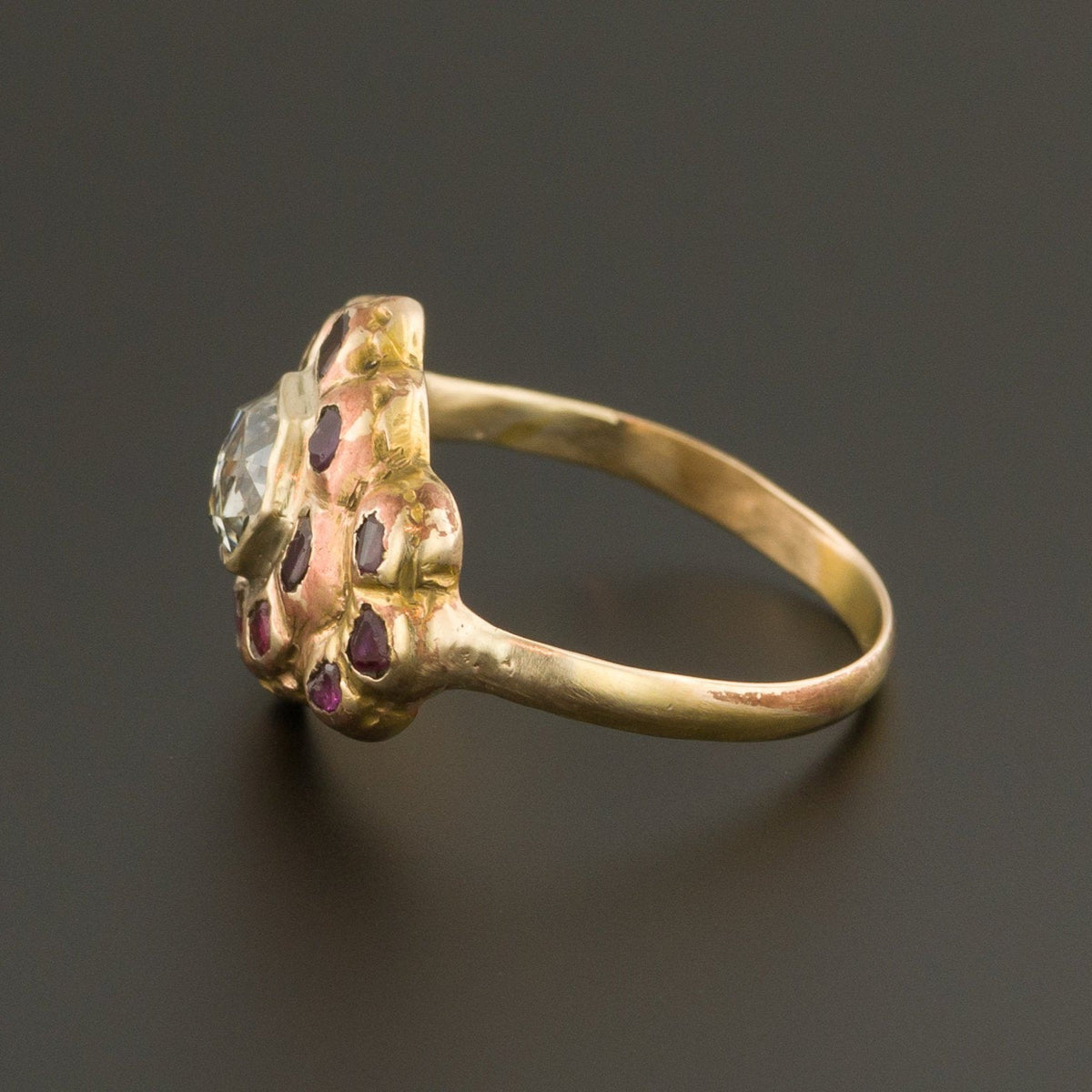 Antique 18th Century Iberian Diamond &amp; Red Spinel Ring | Antique Ring - Trademark Antiques