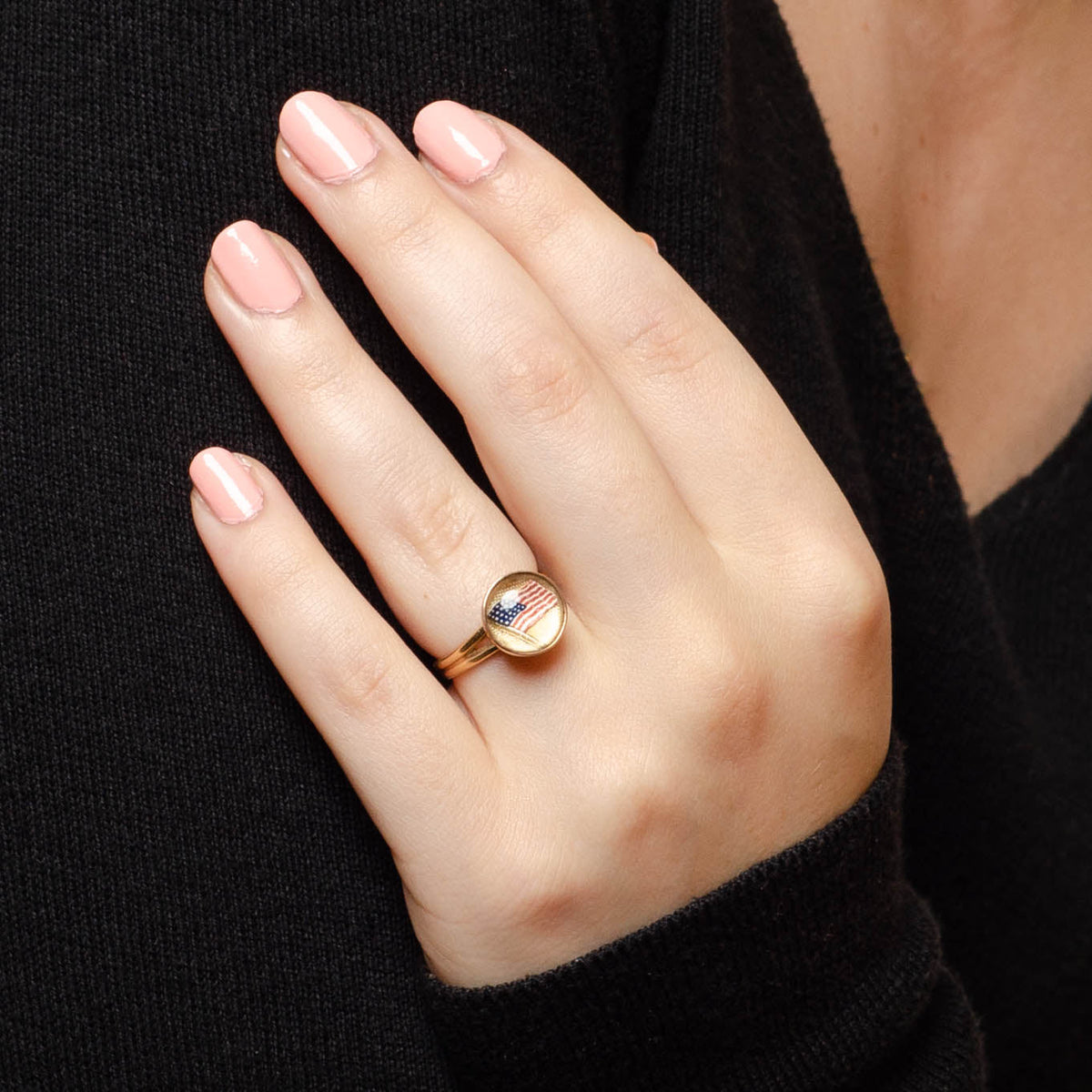 Antique American Flag Conversion Ring of 14k Gold - Trademark Antiques