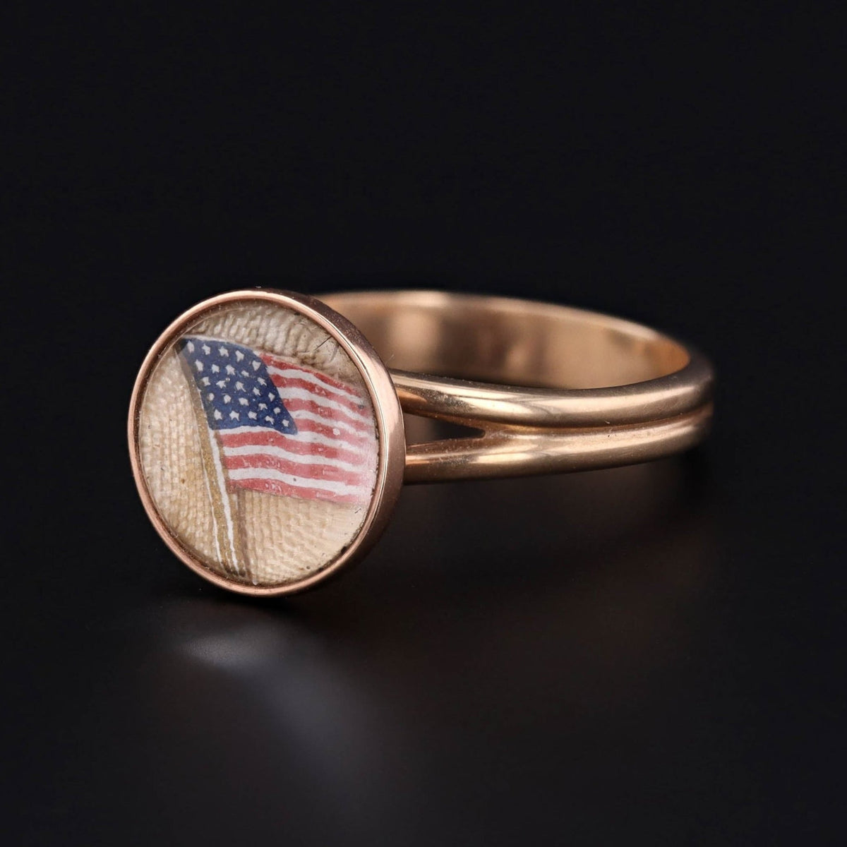 Antique American Flag Conversion Ring of 14k Gold - Trademark Antiques